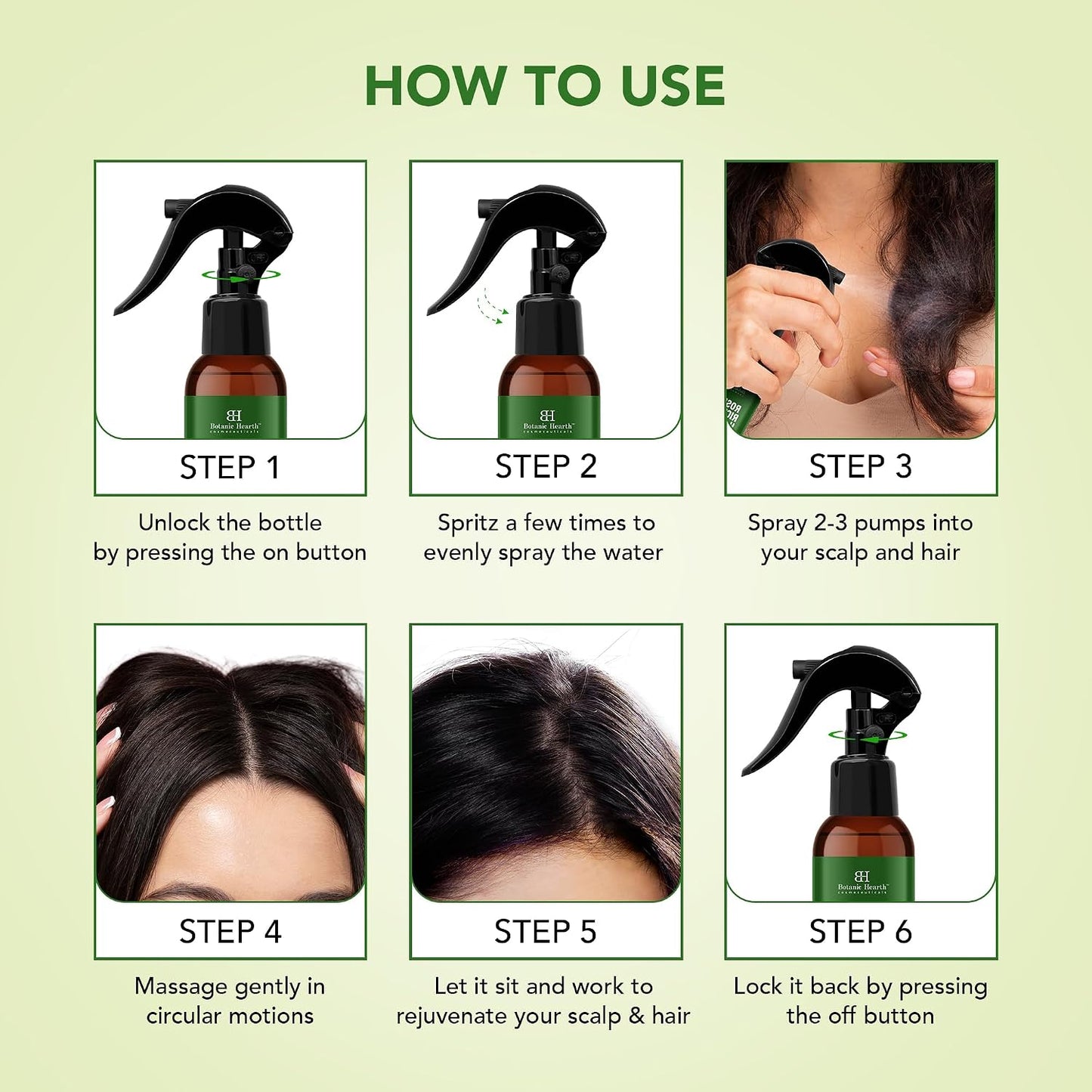 HotBotanic Hearth Rosemary & Rice Water Leave In Conditioner Hair Spray Bottle for Hair Growth, 6.8 Fl Oz, Root Enhncer, Korean Scalp Treatment, Anti-Itch & Hair Strengthening Spray for Women & Men