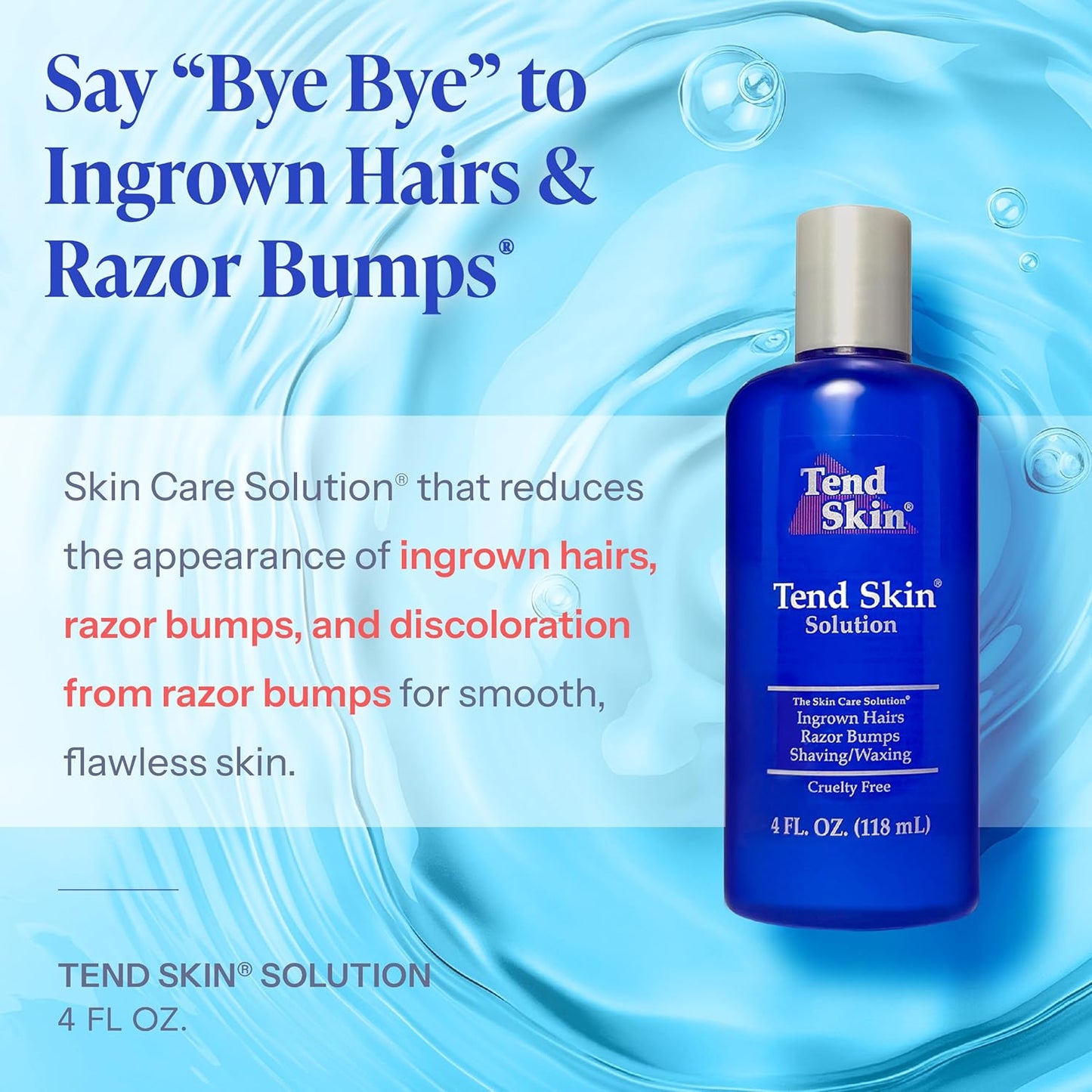 HotTend Skin Solution for Razor Bumps and Ingrown Hair, 4 Oz | Solution for Unsightly Razor Burns, Post Shaving and Waxing Toner, Deodorant, Made in USA