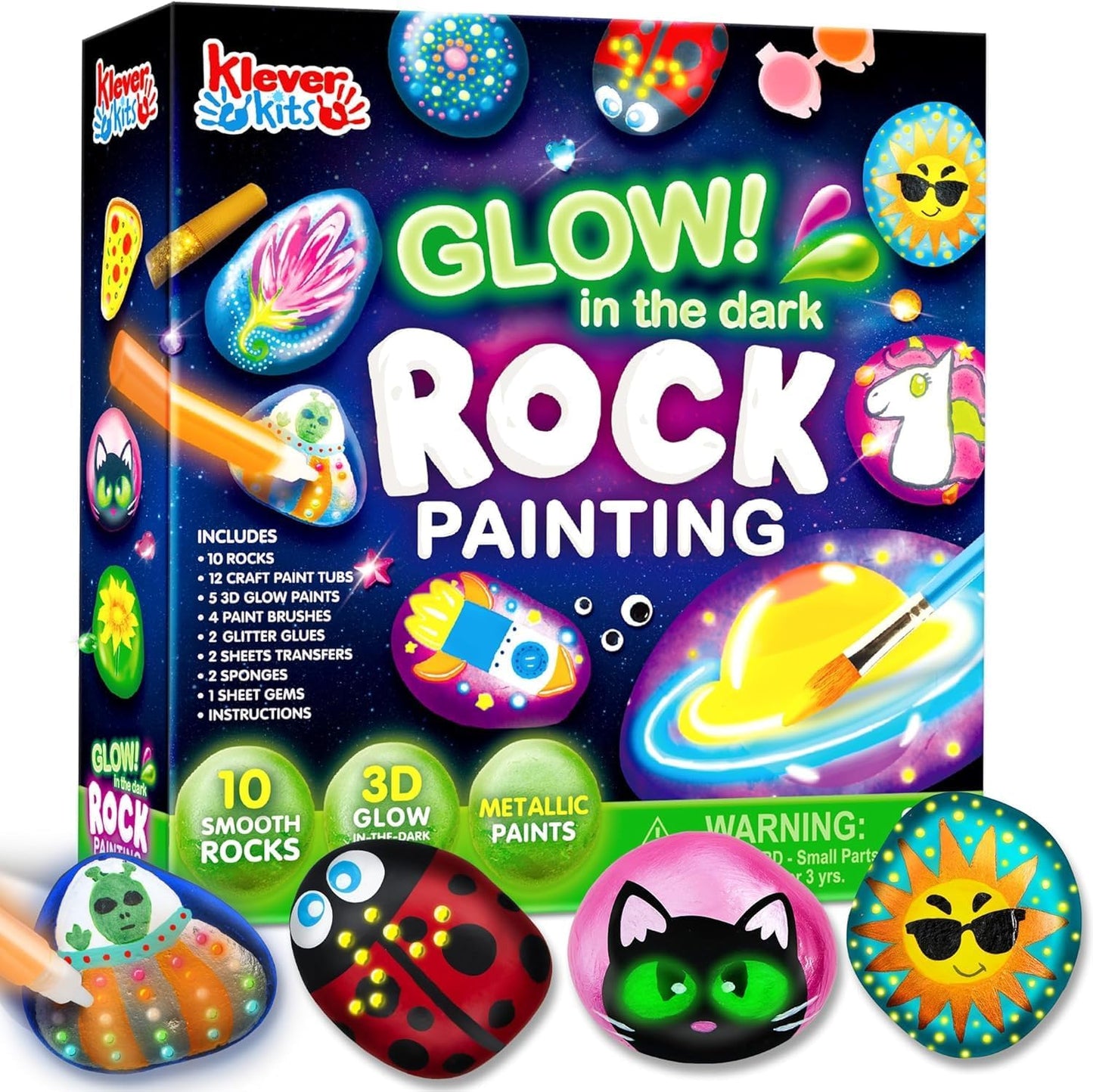 HotRock Painting Kit- Glow in The Dark Rock Kit, Arts and Crafts for Kids Ages 6-12, Art Supplies Toy, Kids Craft Paint Kits, Arts & Crafts for Boys Girls Birthday Party Gift Toy
