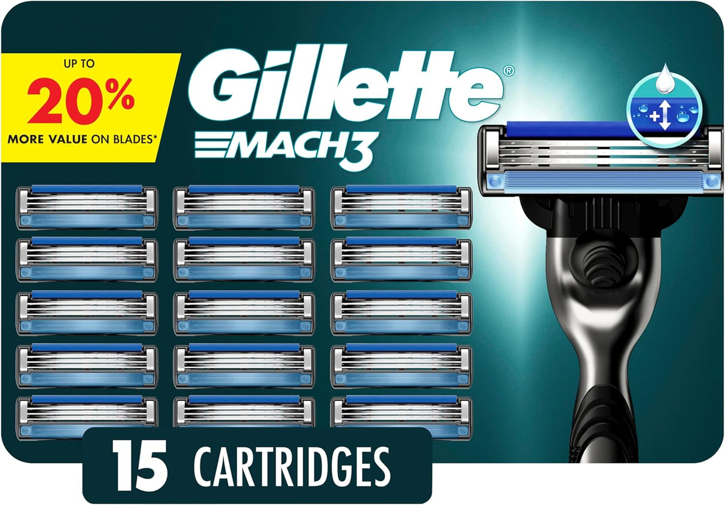 HotGillette Mach3 Men's Razor Blades, 15 Blade Refills