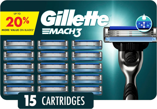 HotGillette Mach3 Men's Razor Blades, 15 Blade Refills