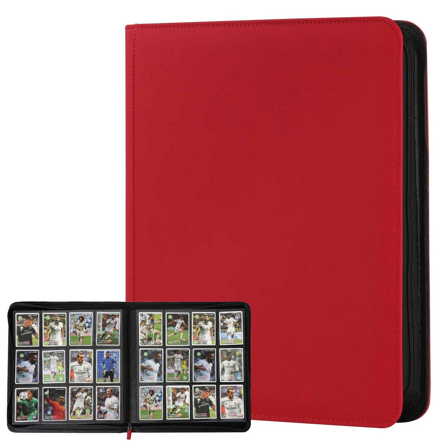 HotGERMUN 9 Pocket Trading Card Binder,720 Cards,40 Top-Loading Pages, Double Sided Pockets PU Cover Zipper Collection Album Folder for Standard MTG, TCG, Sports Cards(Black)