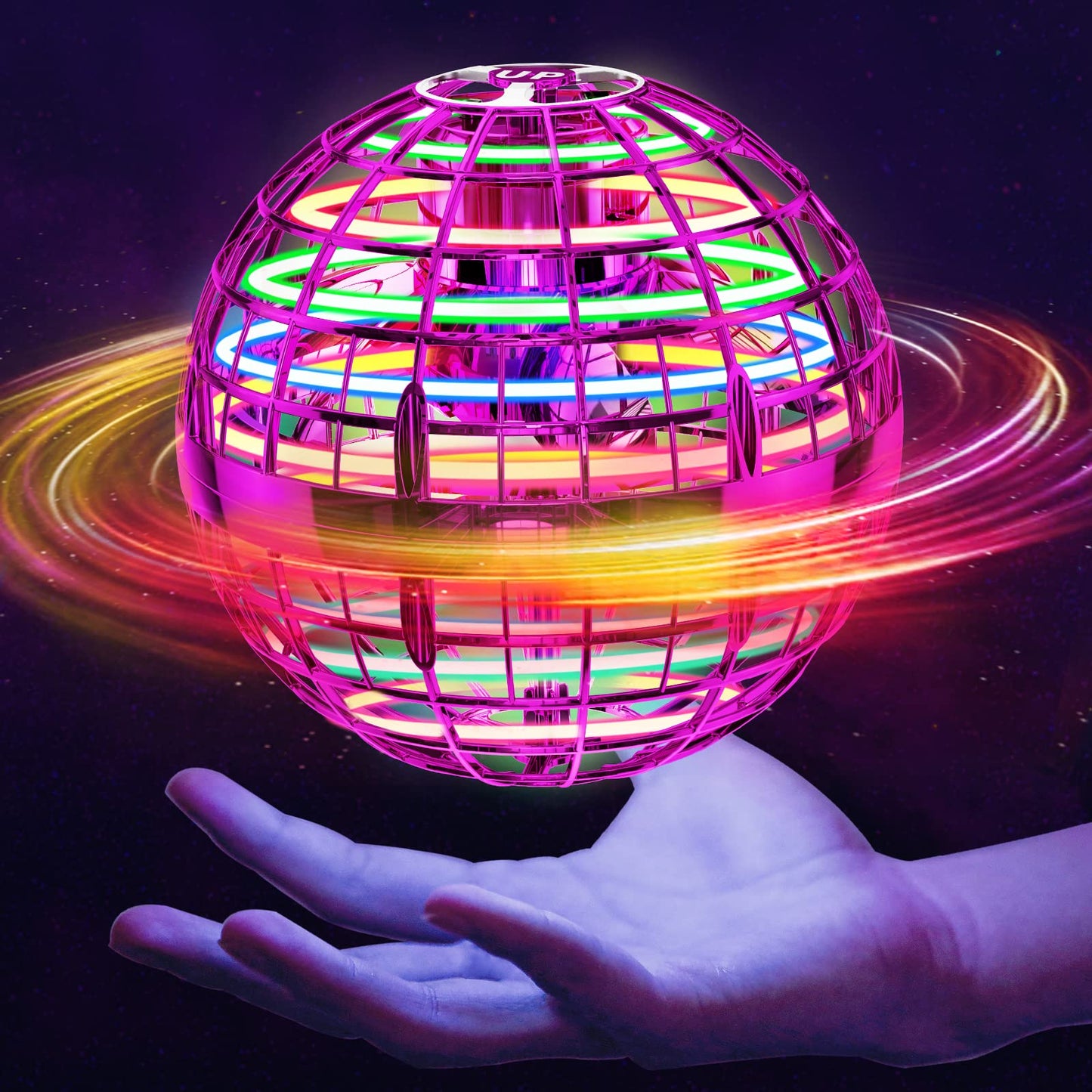 HotIvtivfu Flying Orb Ball (Blue, 2026 Upgraded) with Dazzling Lights, Magic Hover Spinner, Cool Boomerang Drone, Floating Cosmic Globe, Kids Toys Gifts for 6 7 8 9 10 Year Old Boys Girls