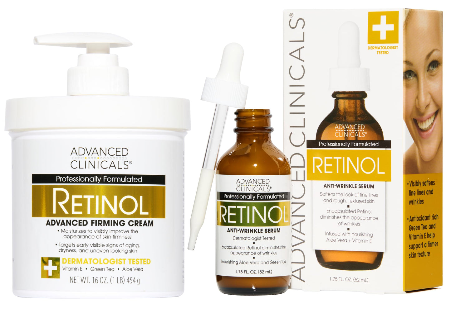 HotAdvanced Clinicals Retinol Body Lotion & Face Moisturizer | Visible Anti Aging Skin Care Retinol Body Cream For Women & Men Targets Look Of Fine Lines, Wrinkles, & Crepe Looking Dry Skin, 16 Ounce