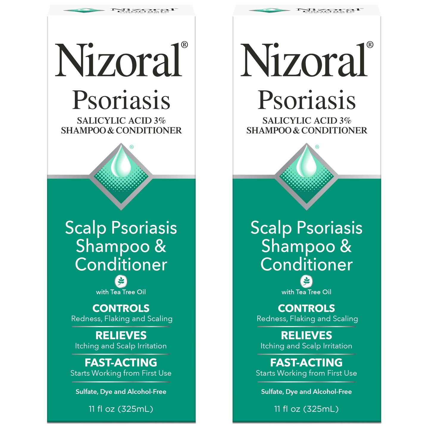 HotNizoral Psoriasis Shampoo & Conditioner, 11 Oz, Gentle Scalp Treatment, Relieves Itching and Flaking, Redness and Scaling Effective Scalp Psoriasis Shampoo with Salicylic Acid and Tea Tree Oil