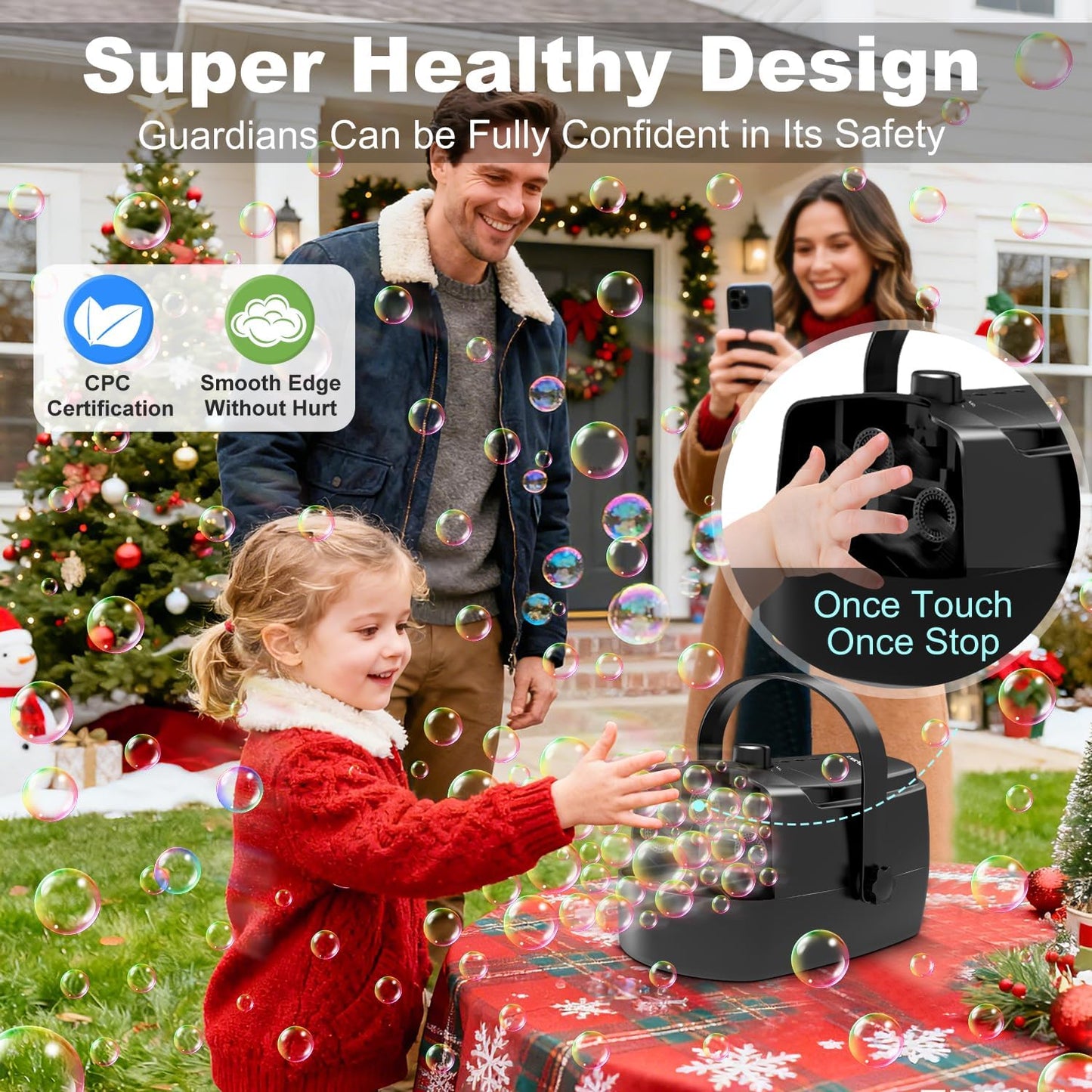 HotZerhunt Durable Bubble Machine for Party: 3 Power Modes for Non-Stop Fun - 18000+ Bubbles Per Minute High Output 30 Mins Bubbles per Refill - Kids Safe Auto-Stop for Outdoor Backyard Birthday