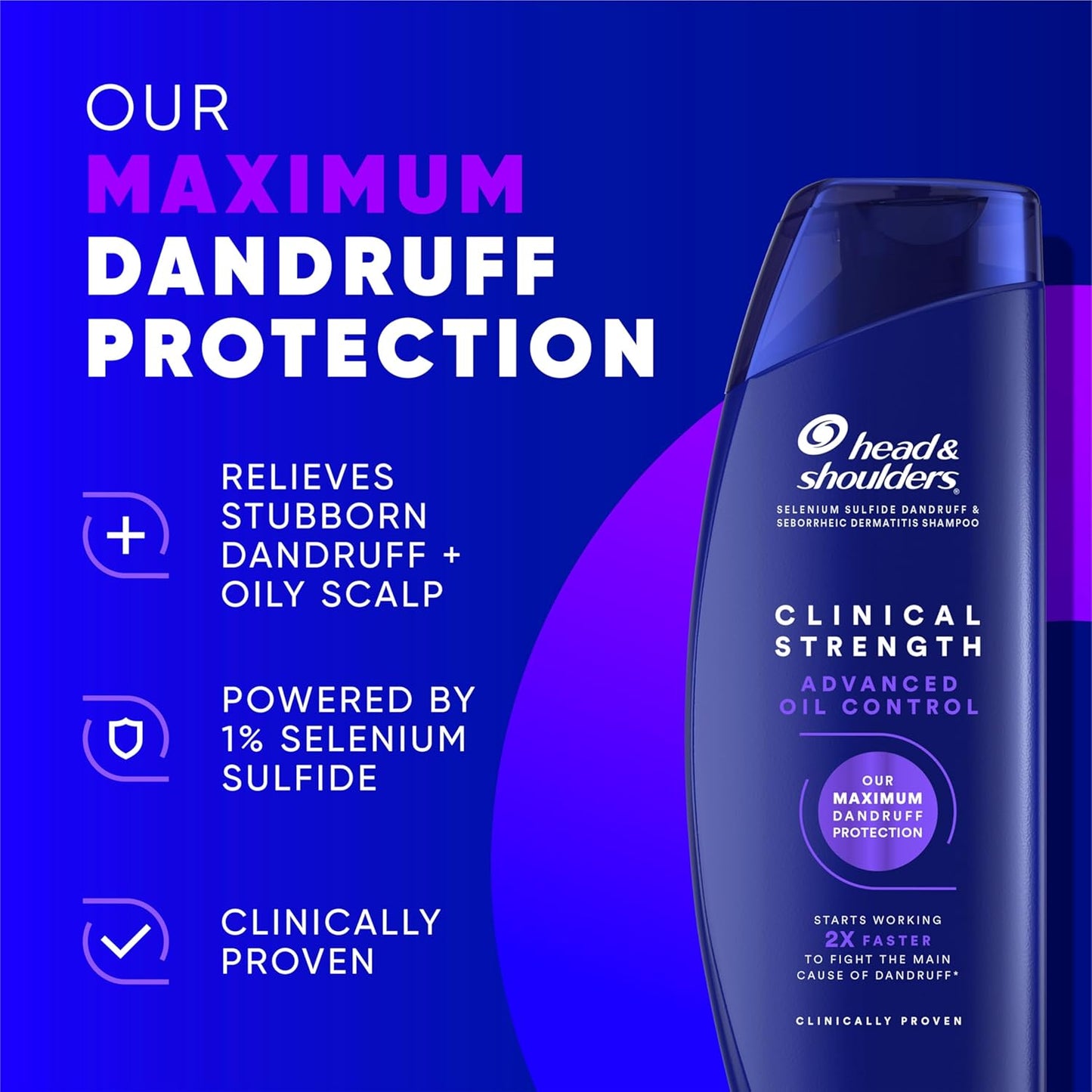HotHead & Shoulders Clinical Strength Advanced Oil Control Anti-Dandruff Shampoo Twin Pack, 1% Selenium Sulfide, 13.5 fl oz Each