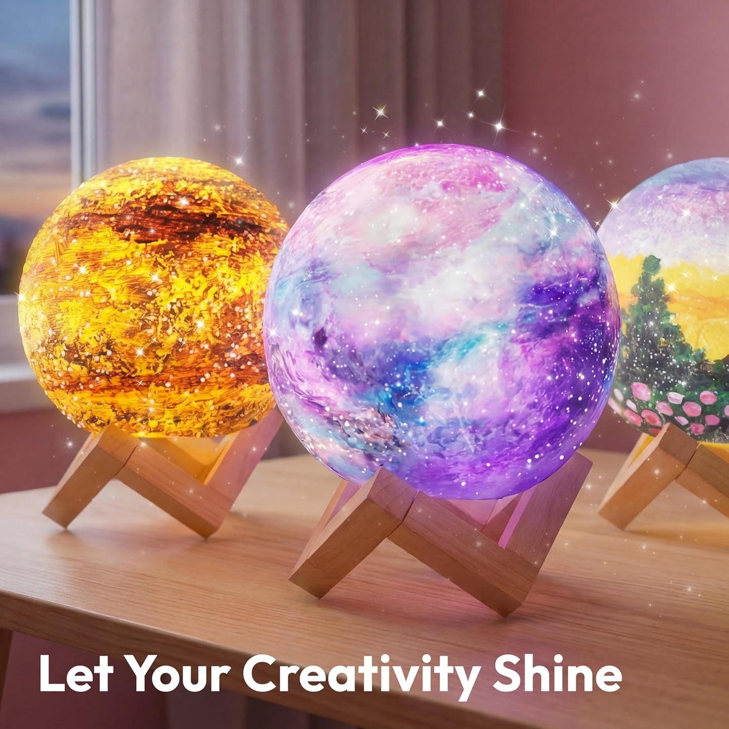Hot Klever Kits DIY 3D Moon Night Light, Paint Your Own Moon Lamp Kit Galaxy Lamp Arts and Crafts Kit, School Activities, Birthday Gifts for Kids Girls Boys