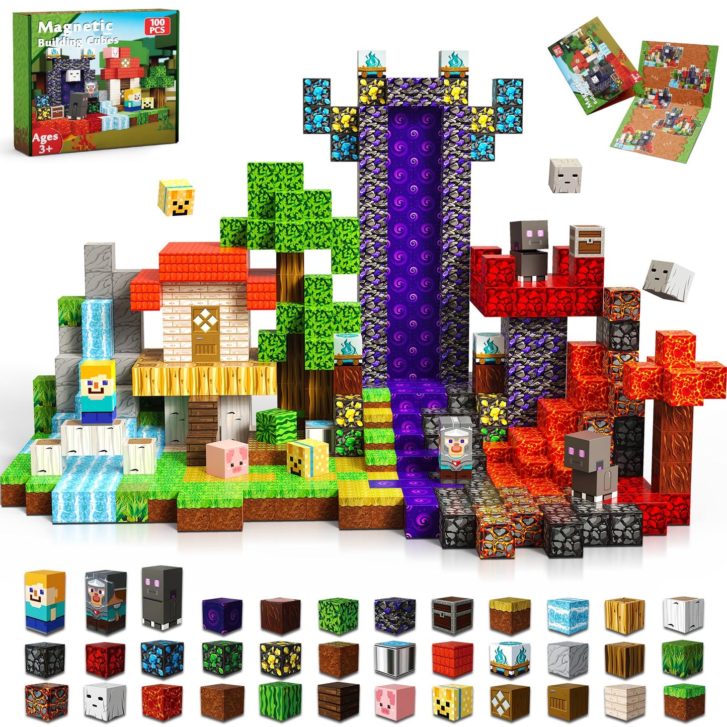 Hot Magneverse 200 PCS 0.8in Magnetic Blocks - Magnet Toys for Kids, Magnetic Building Blocks Cubes, Stacking Magnets, School STEM Toys Birthday Gifts for Boys and Girls Age 3+ Years Old (Theme: Portal)