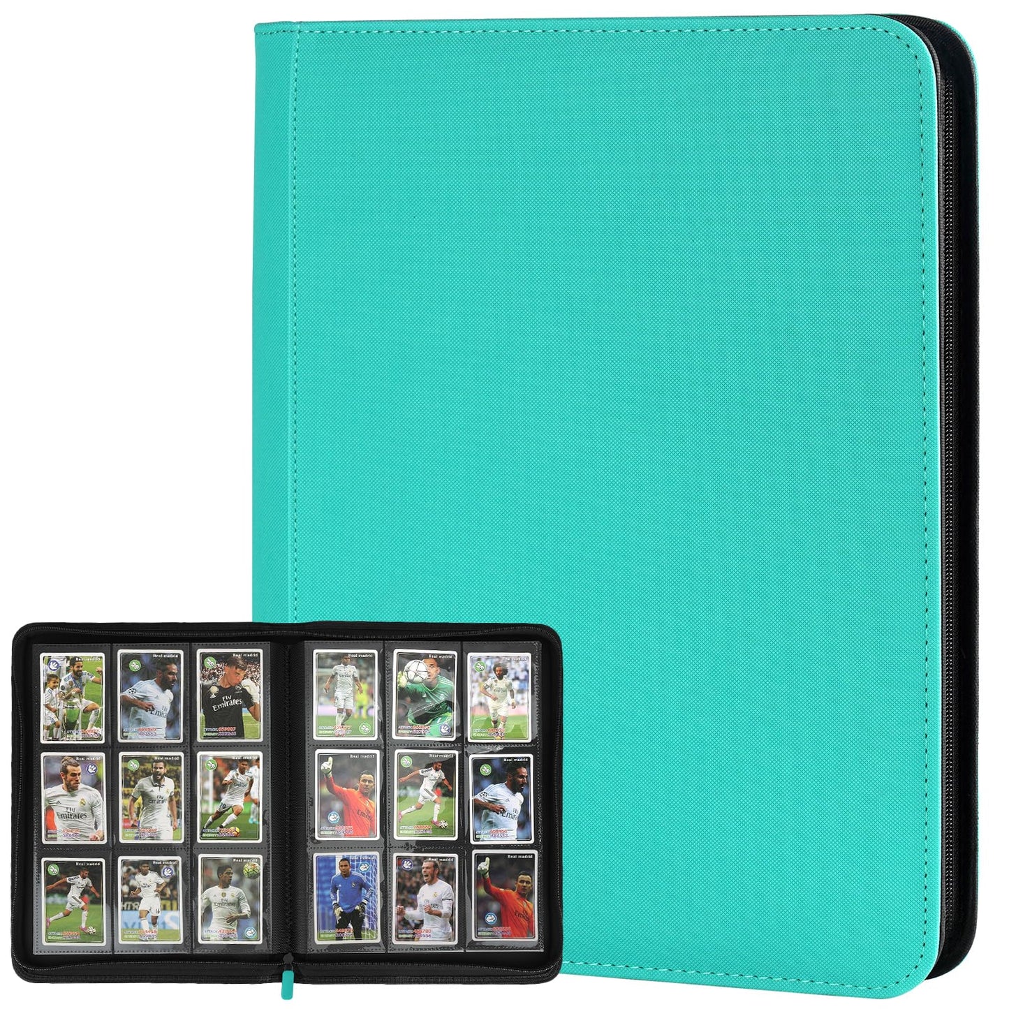 HotGERMUN 9 Pocket Trading Card Binder,720 Cards,40 Top-Loading Pages, Double Sided Pockets PU Cover Zipper Collection Album Folder for Standard MTG, TCG, Sports Cards(Black)