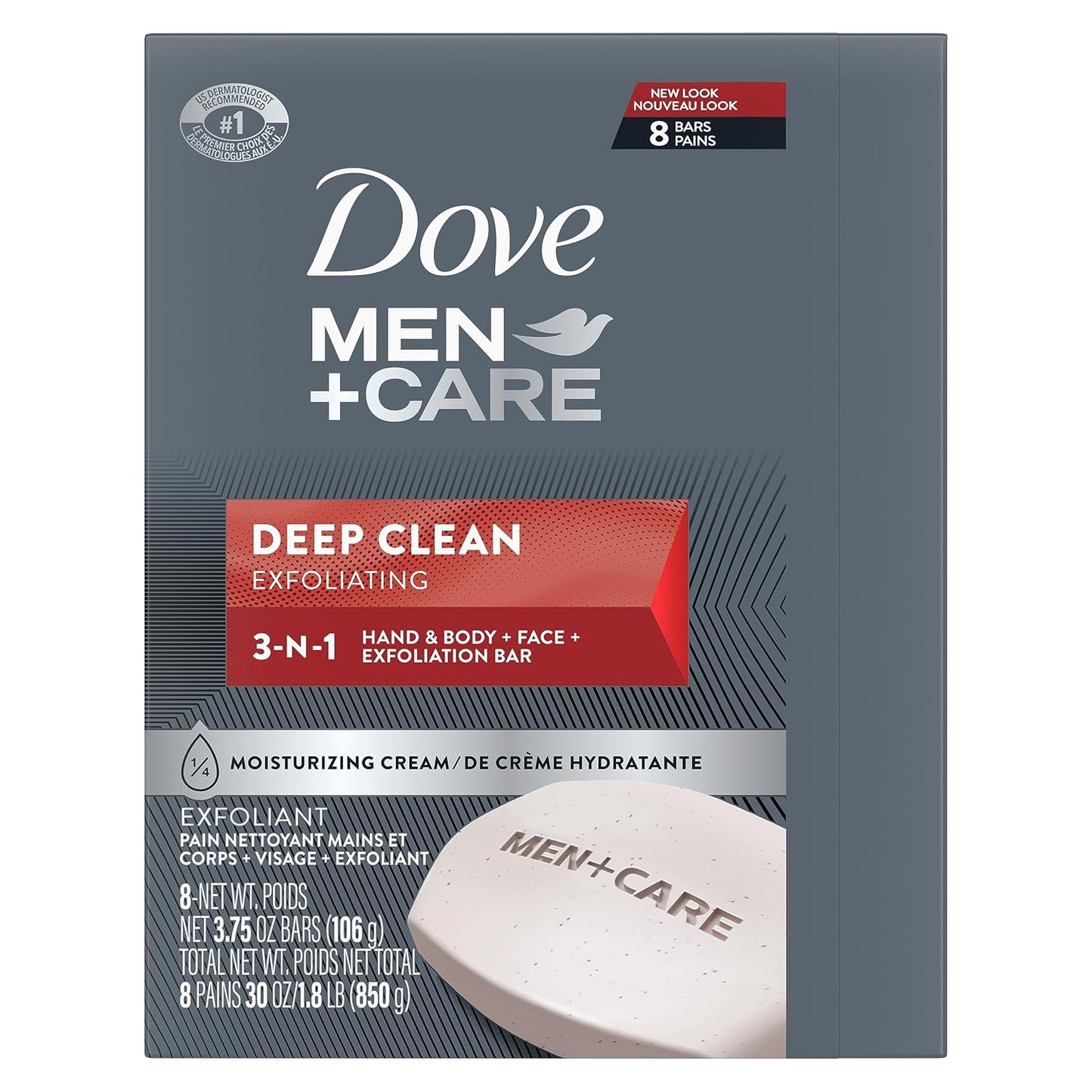 HotDove Men+Care Men's Bar Soap Deep Clean 8 Bars More Moisturizing Than Bar Soap Effectively Washes Away Bacteria, Nourishes Your Skin 3.75 oz