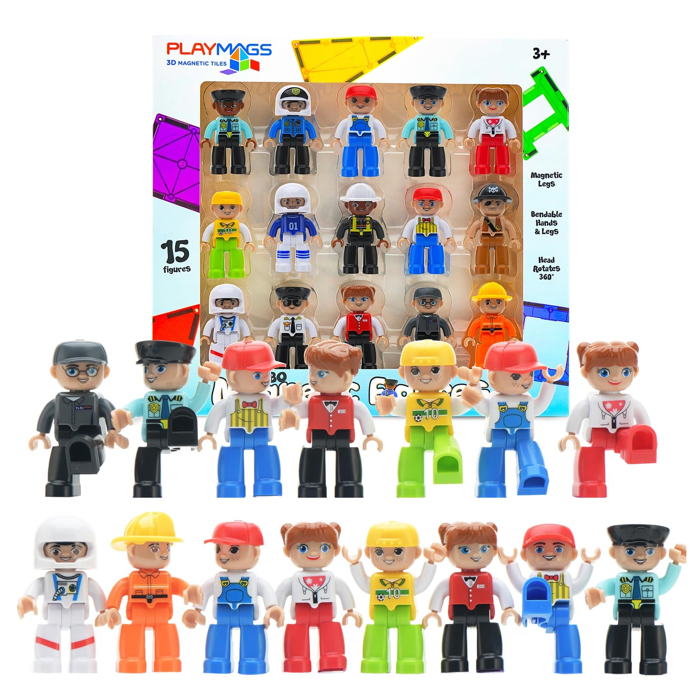 Hot Playmags Magnetic Tiles for Kids 100-Piece Set, STEM Educational Building Blocks Toys for Kids, Includes Click-in ABC Learning Tiles, Gift for Boys & Girls, Add on Magnetic Figures, Car Set Available