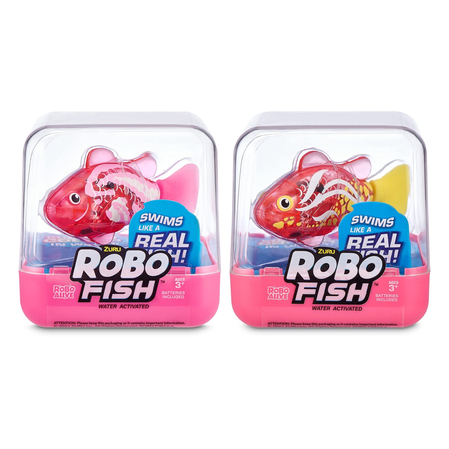 HotRobo Alive Robo Fish Robotic Swimming Fish (Pink + Golden) by ZURU Water Activated, Changes Color, Comes with Batteries, Amazon Exclusive (2 Pack) Series 3