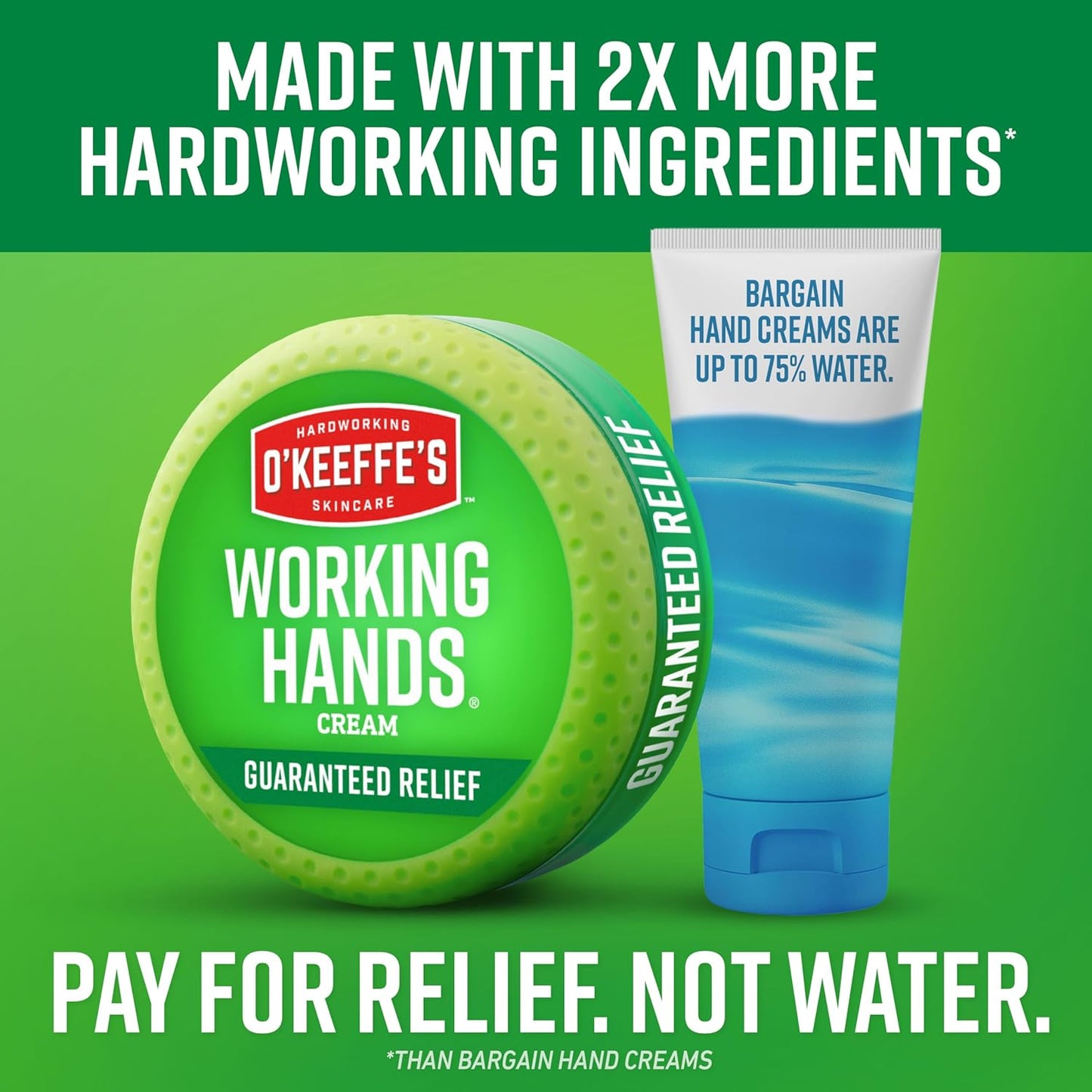 HotO'Keeffe's Working Hands Hand Cream for Extreme Dryness - 3 oz Tube (2 Pack) - Repairing Skincare for Cracked, Dry Hands