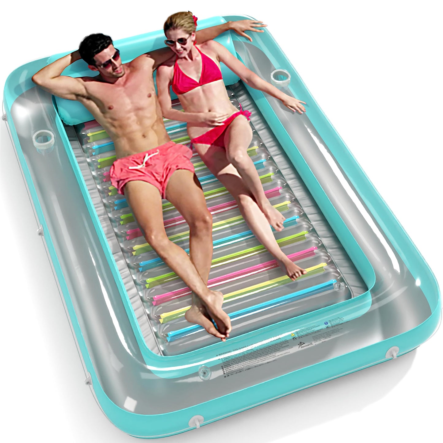 Hot Inflatable Tanning Pool Lounger Float - Jasonwell 4 in 1 Sun Tan Tub Sunbathing Pool Lounge Raft Floatie Toys Water Filled Tanning Bed Mat Pad for Adult Blow Up Kiddie Pools Kids Ball Pit (Rose,L)