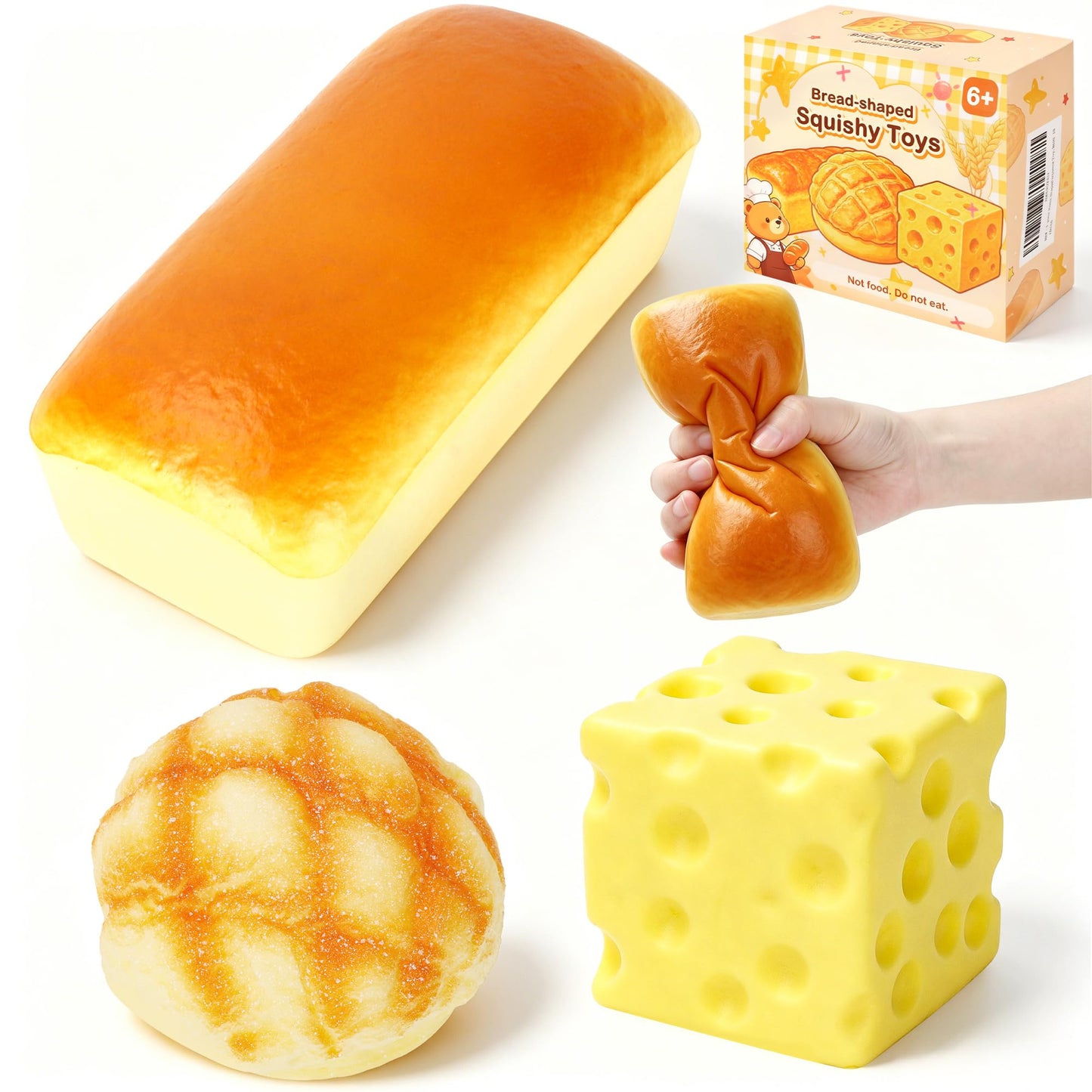 Hot 3pcs Fruit Squishy- Cheese Squishy,Strawberry Corn Squishy,Squeeze Toys,Fruit squishies for Stress Relief,Gift for Boys Girls Adults
