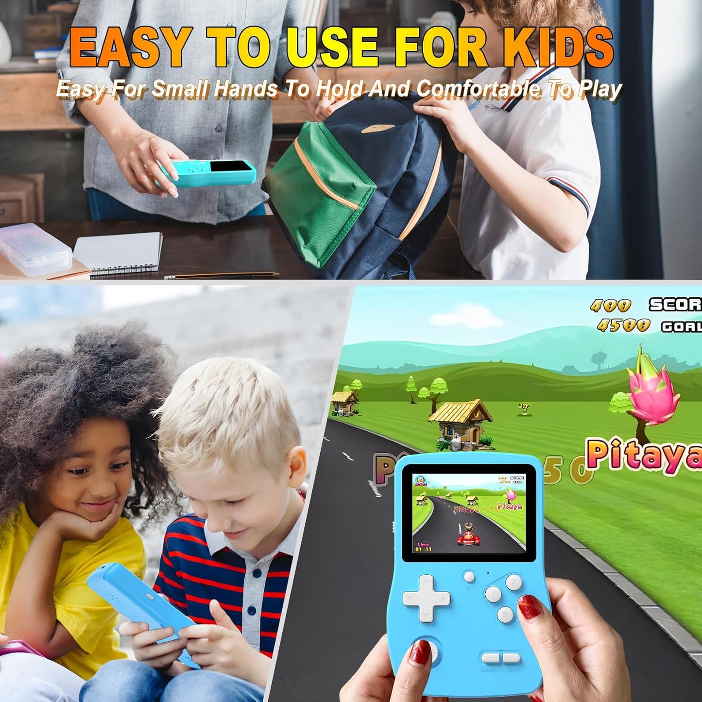 Hot 32 Bit Handheld Games for Kids Preloaded 139 Video Games, Portable Video Gaming Player with 3.0" IPS Screen and Rechargeable Battery, Mini Travel Games Electronic Gifts Toys for Boys Girls, Blue