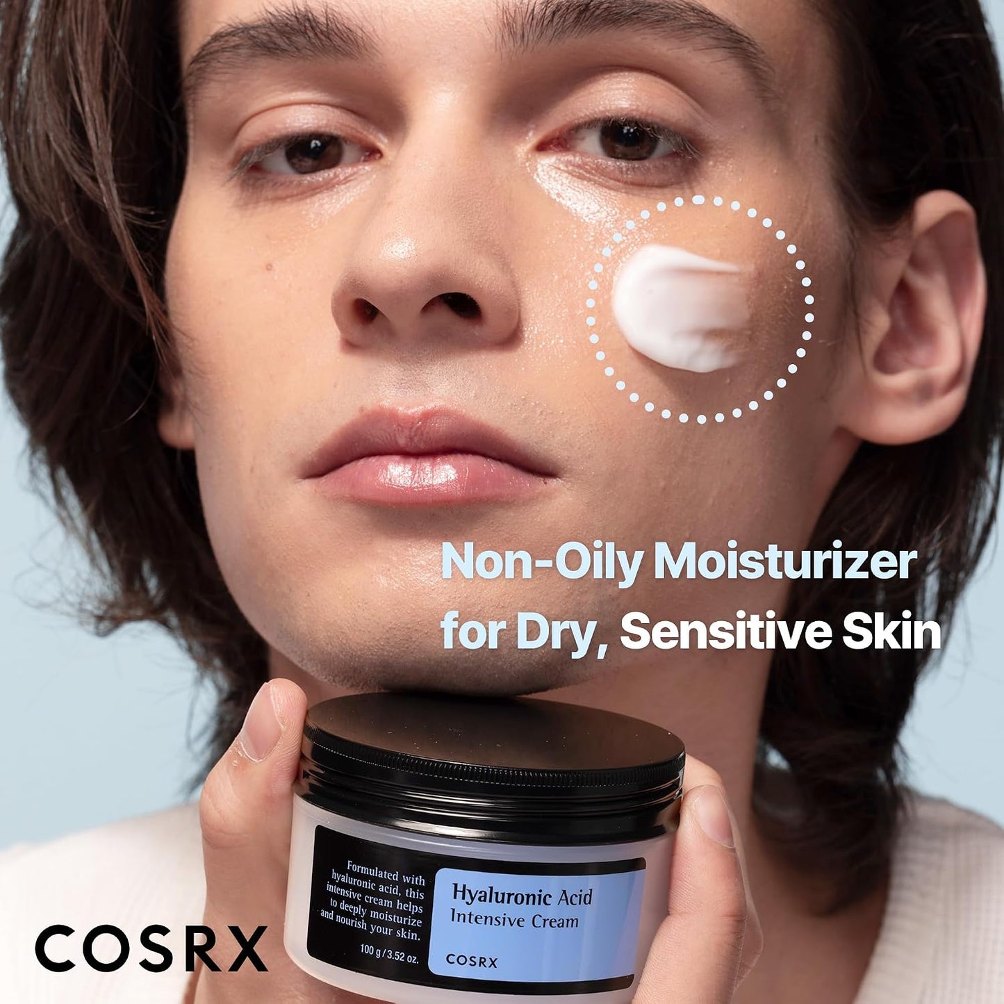HotCOSRX Hyaluronic Acid Moisturizing Cream, Lightweight, Non-Greasy, Long-lasting Hydration for Glass Skin, Daily Moisturizer for Sensitive Skin, Moisture Barrier Repair, Korean Skin Care, 3.52 oz