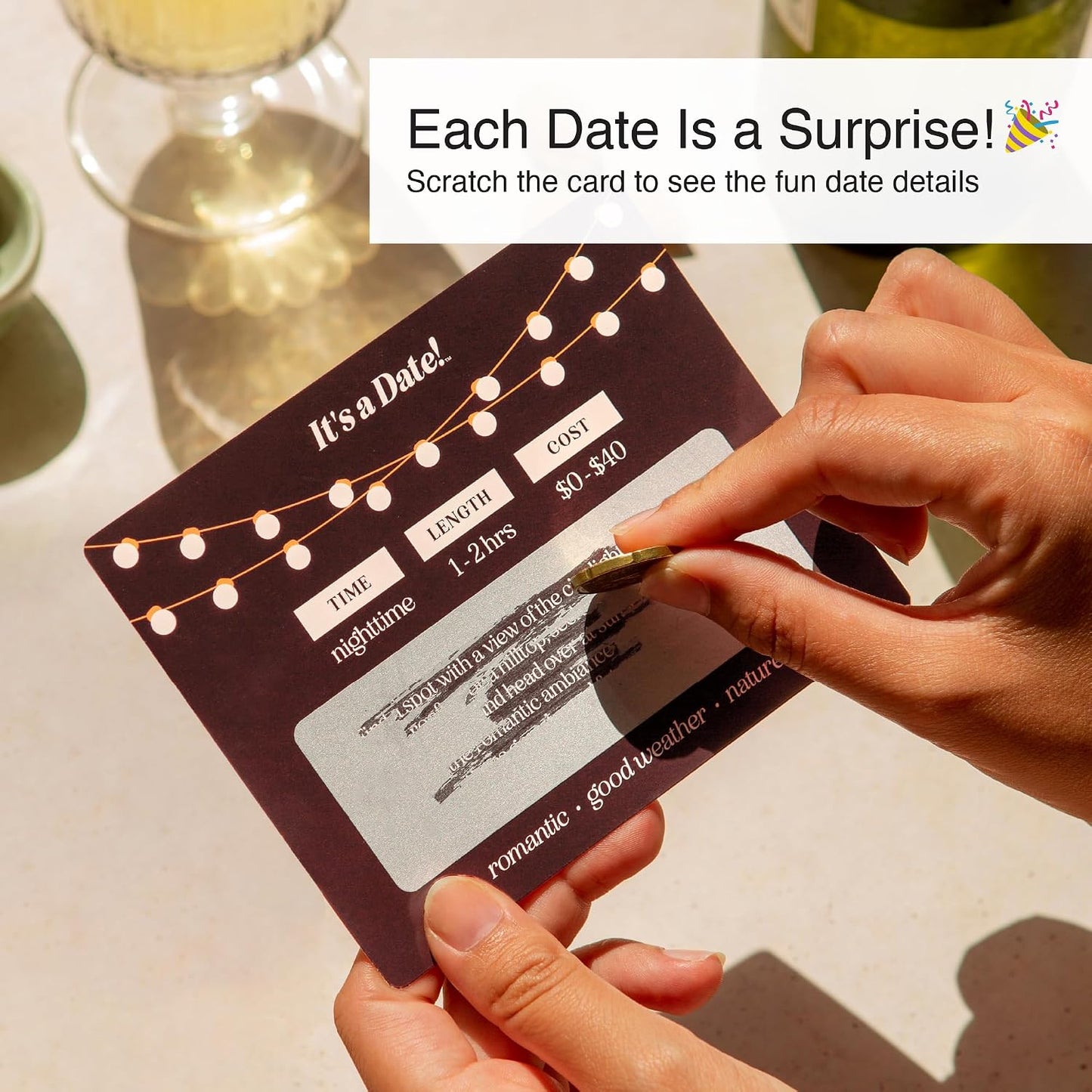 Hot It's a Date!, 40 Fun and Romantic Scratch Off Date Night Ideas for Him, Her, Girlfriend, Boyfriend, Wife, Husband & Couples, Valentine's Gift for Men and Women