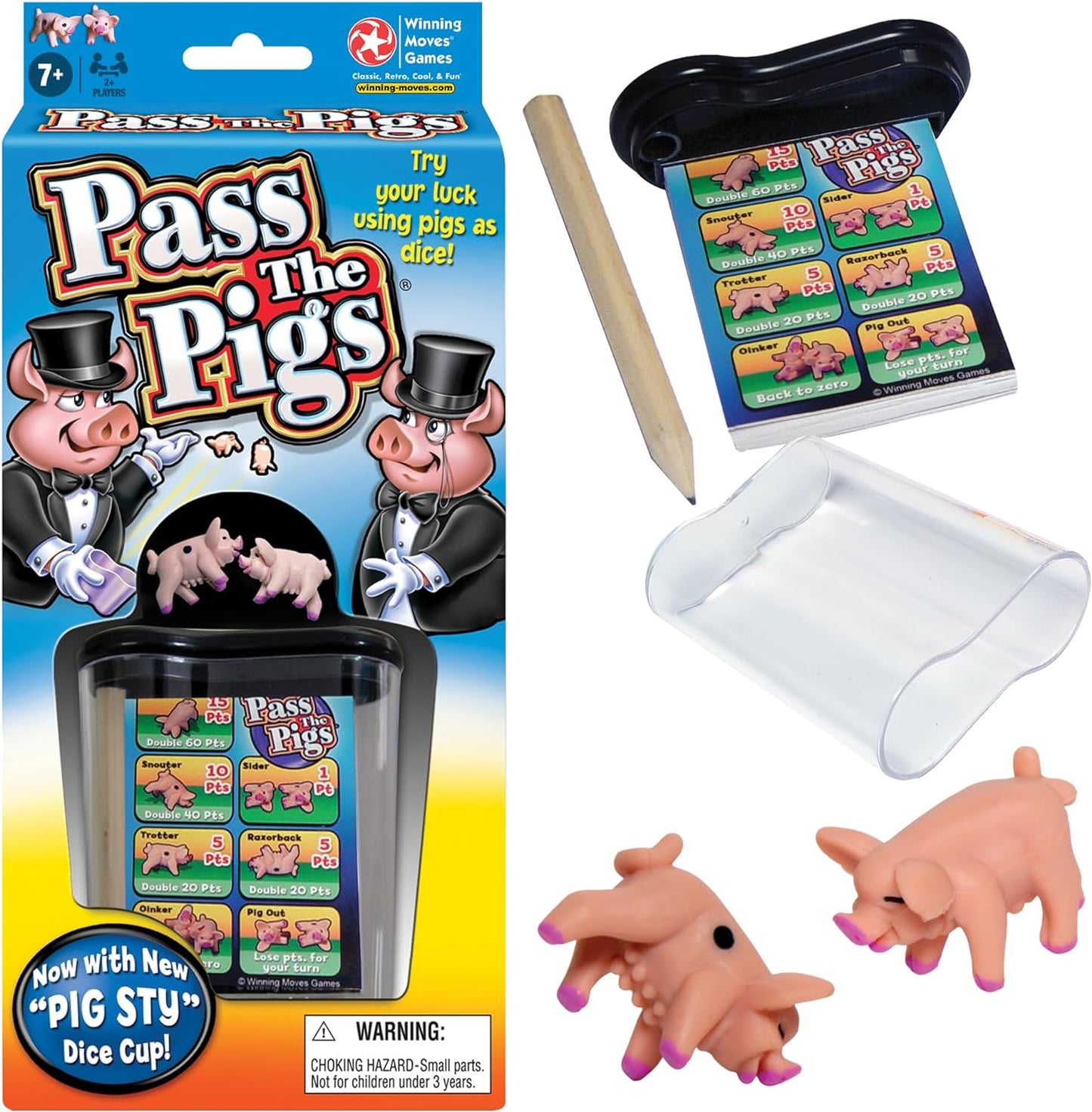 HotPass the Pigs, Hilarious Pig Dice Game by Winning Moves Games USA | Famous Family Favorite for 50 Years, 2 or more Players, Ages 7+