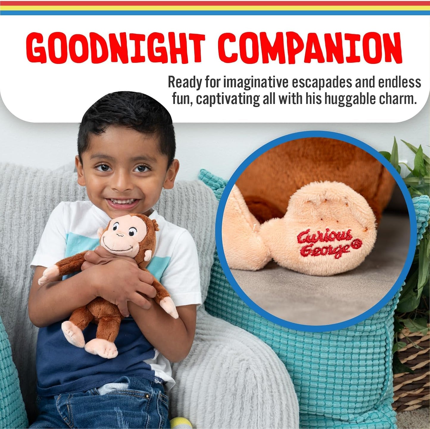 Hot Kids Preferred Curious George Monkey Stuffed Animal Plush Toys Soft Cutest Cuddle Plushie Gifts for Baby and Toddler Boys and Girls - 8 Inches