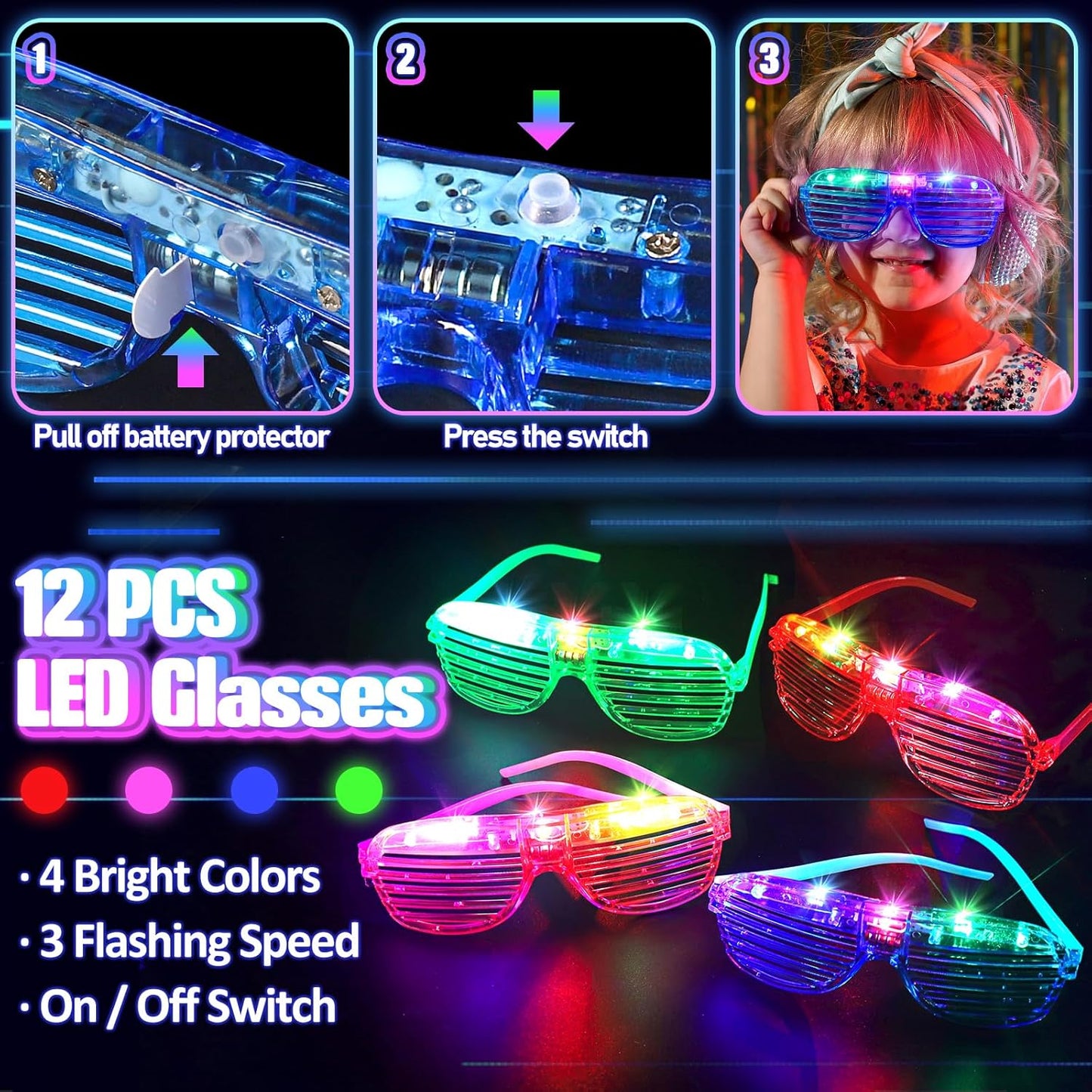 Hot150PCS Glow in the Dark Party Supplies for Kids Adults, Light Up Party Favors with Light Up Glasses, Headband, Rings, 100 Glow Sticks Bulk Party Pack DIY Glow Necklaces Bracelets, Neon Party Supplies