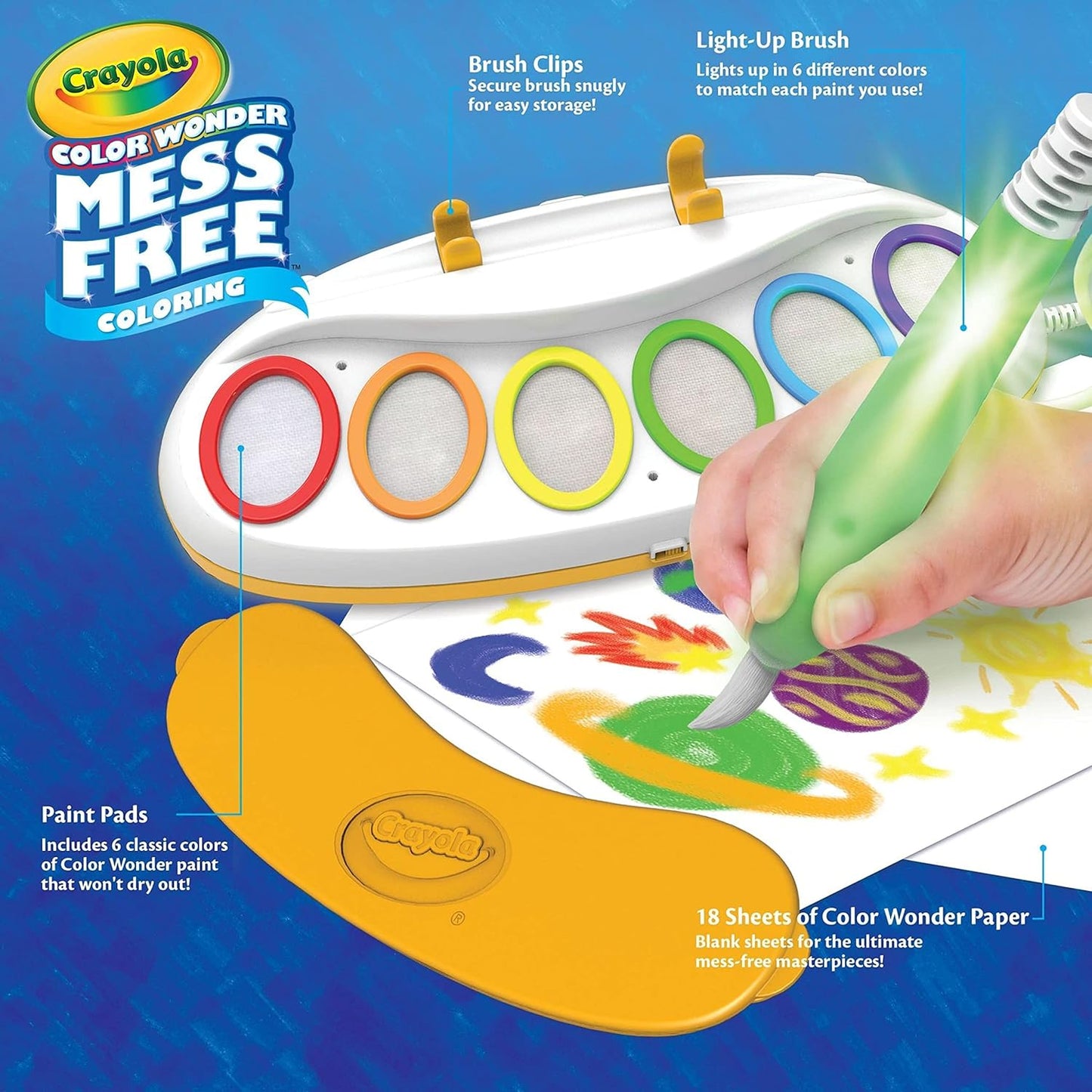 Hot Crayola Color Wonder Magic Light Brush, Mess Free Painting Station for Kids, Gift for Kids, Learning Toddler Activity Toy, Ages 3+