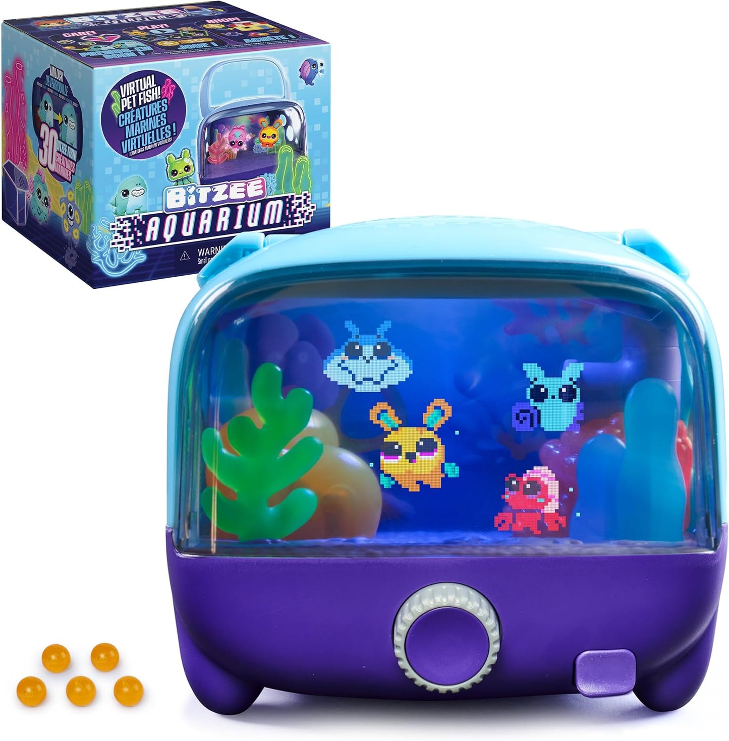 Hot BITZEE Aquarium Interactive Fish Tank Toy & Digital Pet, Ages 5+ | Nurture 30 Virtual Fish, Reacts to Touch, Customize with LED Lights, Screen-Free Responsive Play, Birthday Gift for Kids