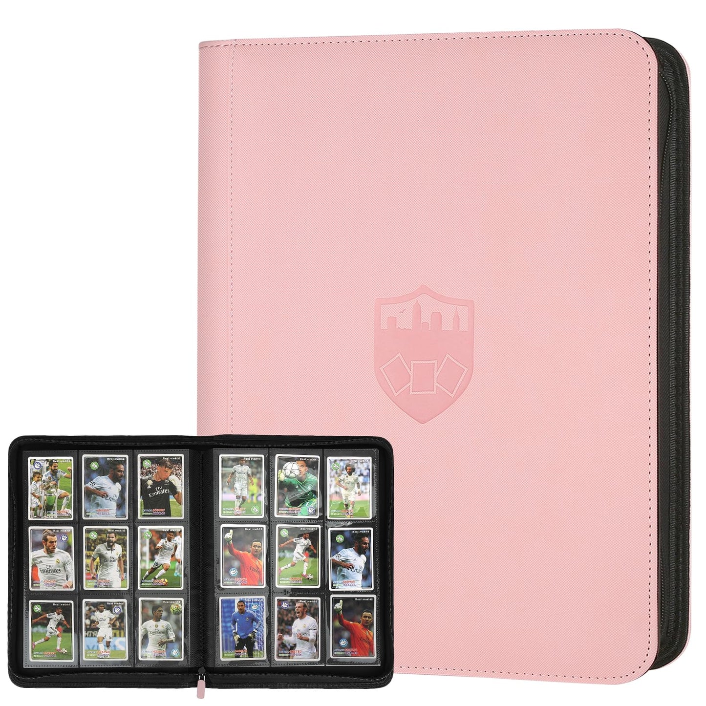 HotGERMUN 9 Pocket Trading Card Binder,720 Cards,40 Top-Loading Pages, Double Sided Pockets PU Cover Zipper Collection Album Folder for Standard MTG, TCG, Sports Cards(Black)