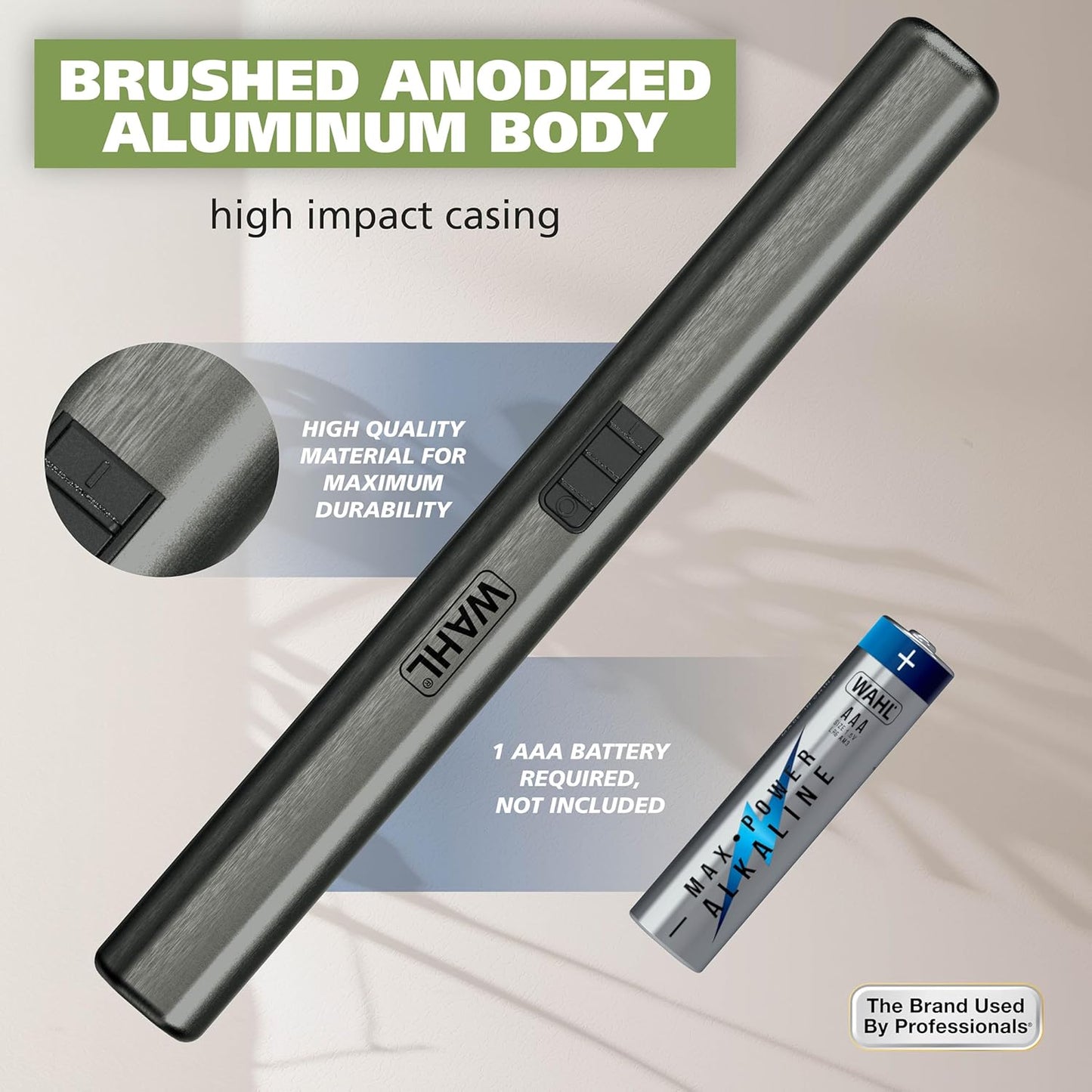HotWahl Micro Groomsman Battery Personal Trimmer for Hygienic Grooming with Rinseable, Interchangeable Heads for Eyebrows, Neckline, Nose, Ears, & Other Detailing - 05640-600