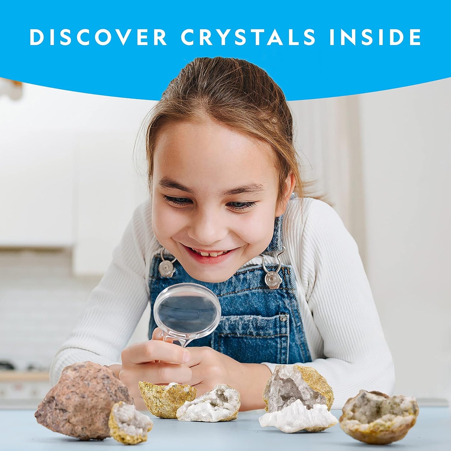 Hot National Geographic Break Open 10 Premium Geodes for Kids Ages 8-12 | Safety Goggles, Real Crystal Geodes, Geology Science Kit, Break Your Own Geodes, STEM Activity, Birthday Gift