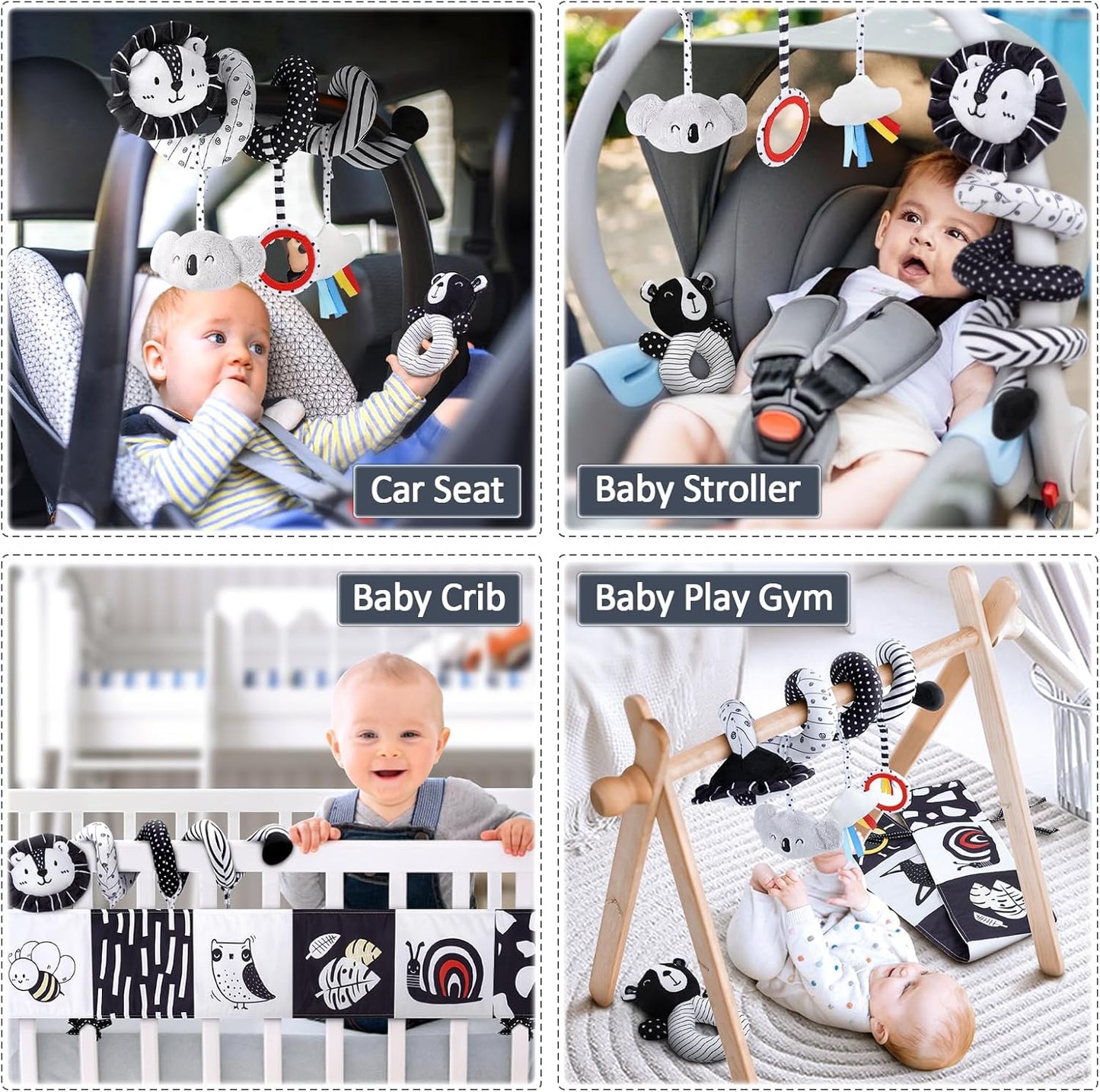 Hot Joyreal High Contrast Baby Toys for Newborn, Black and White Baby Sensory Toys with Car Seat Toys,Infant Toys with Black White Cards Book, Montessori Toys for Baby Gifts