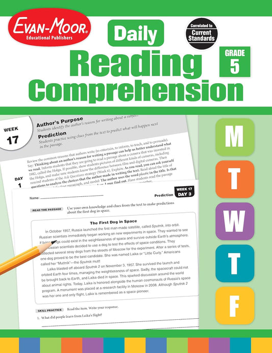 Hot Evan-Moor Daily Reading Comprehension, Grade 5 - Homeschooling and Classroom Resource Workbook, Reproducible Worksheets, Teaching Edition, Fiction and Nonfiction, Lesson Plans, Test Prep