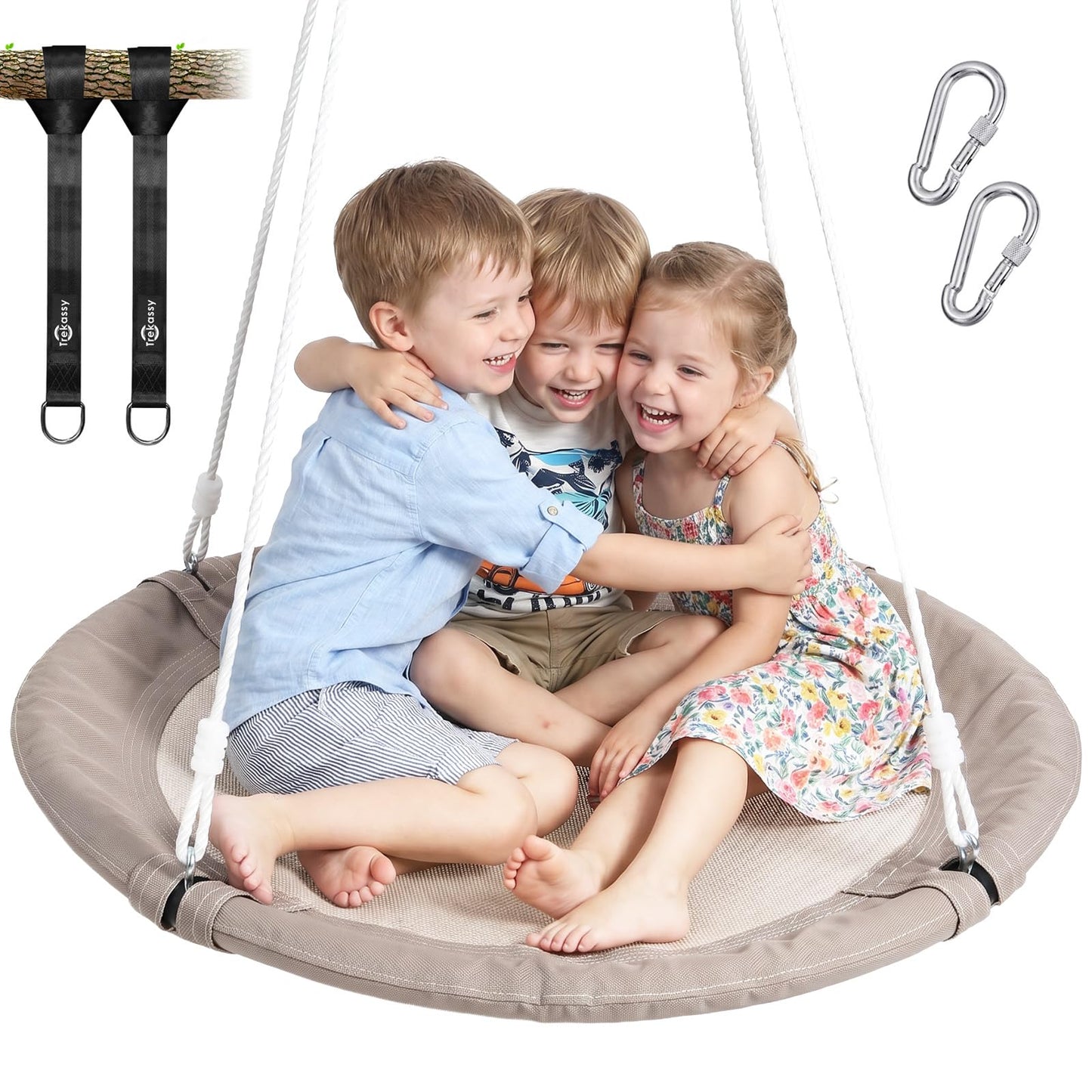 Hot Trekassy 700lb 40 Inch Saucer Tree Swing for Kids Adults Outdoor 900D Oxford Waterproof with 2pcs Tree Hanging Straps, Steel Frame and Adjustable Ropes Blue