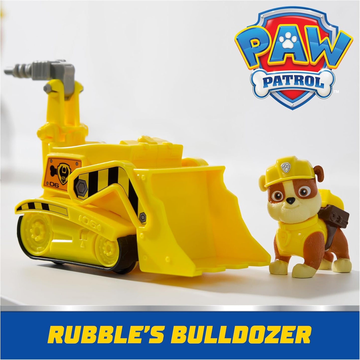 Hot Paw Patrol, Rubble’s Bulldozer Toy Truck with Collectible Action Figure, Sustainably Minded Kids Toys for Boys & Girls Ages 3 and Up