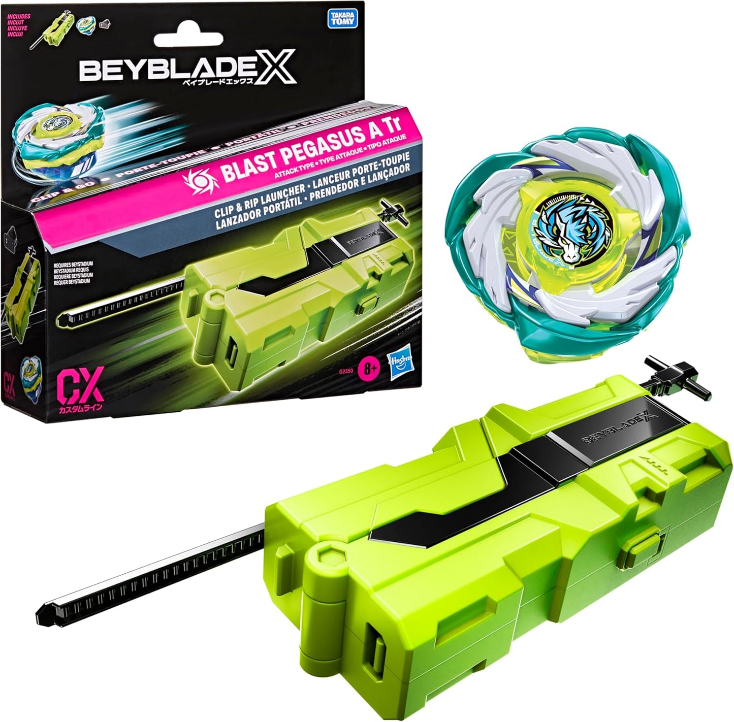 Hot Beyblade X Clip & Rip Launcher with Takara Tomy Attack Type Top Right-Spinning Top Toy, Battling Tops Game Toys, Ages 8+