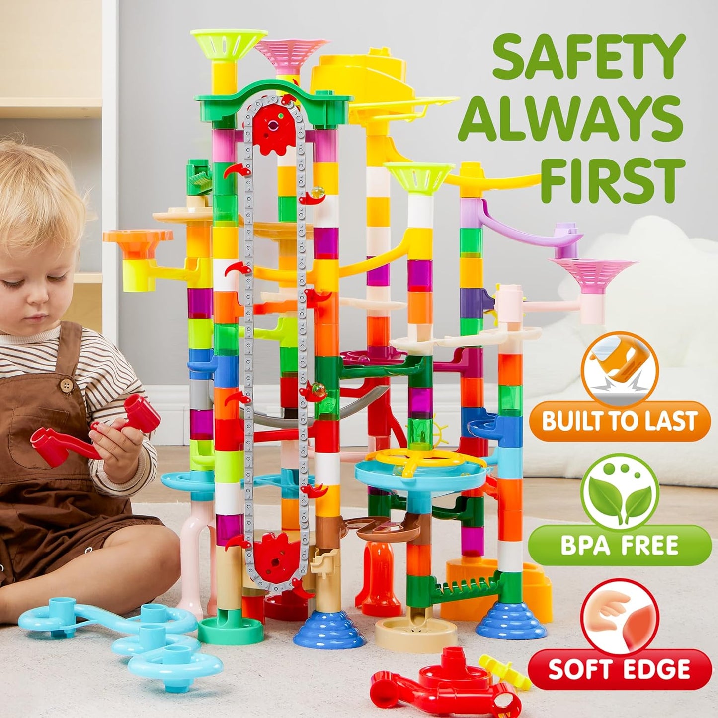 Hot JOYIN 236Pcs Glowing Marble Run with Motorized Elevator- Construction Building Blocks Toys with 30 Glow in The Dark Plastic Marbles, STEM Toy for Boys and Girls, Birthday Gift, Easter Basket Stuffers