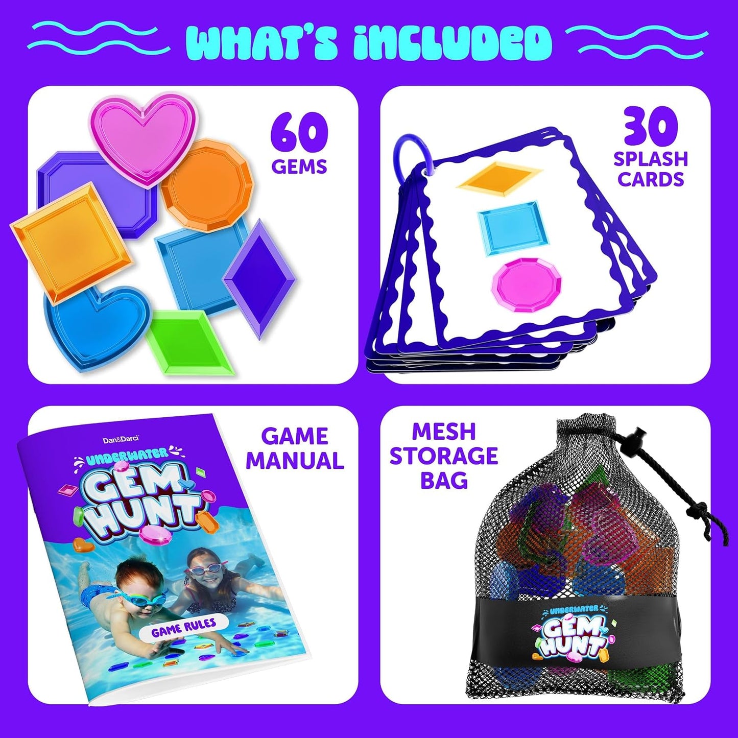 HotDan&Darci Pool Gem Hunt Diving Game for Kids - Pools Toys for Kid Ages 6 7 8 9 10 11 12 Year Old - Water Games Swimming Dive Toy - Gifts for Girls, Boy Ages 6-8, 8-12, Summer Fun