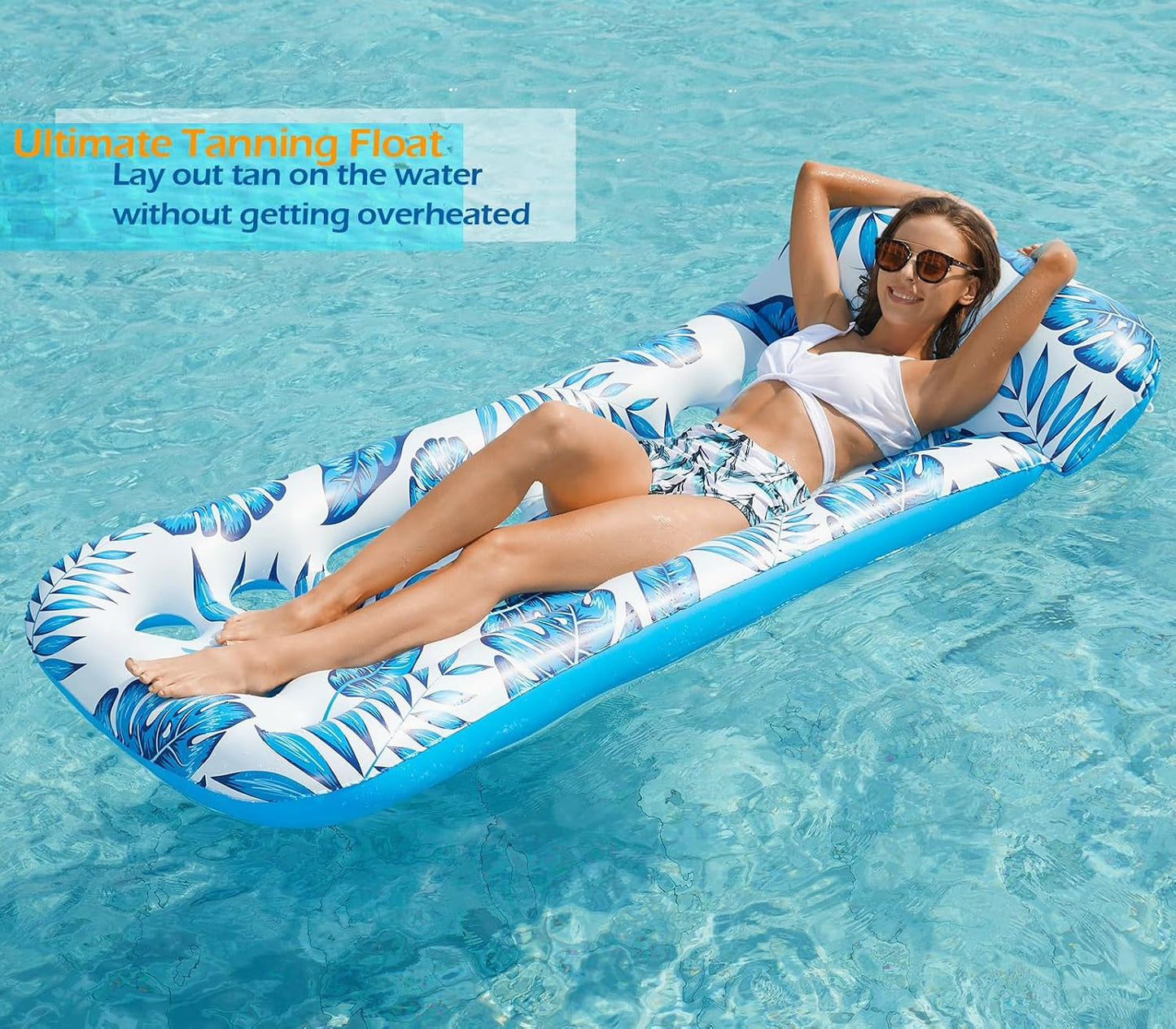 HotJasonwell Inflatable Pool Float Lounge - 2 Pack Floaties Rafts for Adults Floating Lounger Sun Tanning Floats Cool Water Floaty Swimming Lake Beach Party Toys