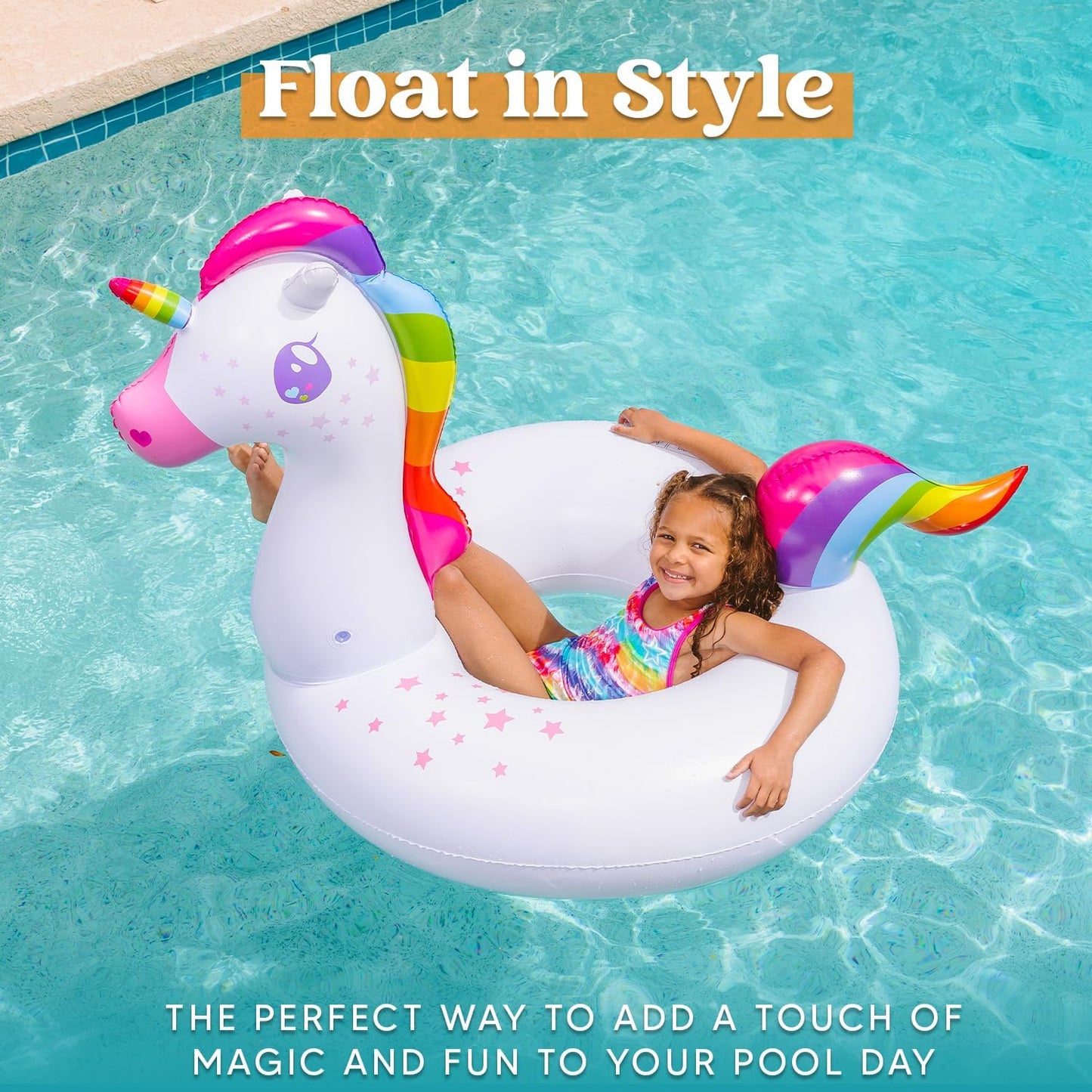 HotJOYIN 2-Pack Flamingo Unicorn Pool Float - Fun Floaties Inflatable Swimming Pool Tubes Toys Party Decorations, Summer Vacation Lake Beach Floaty Swim Rings Raft Lounger for Adults & Kids