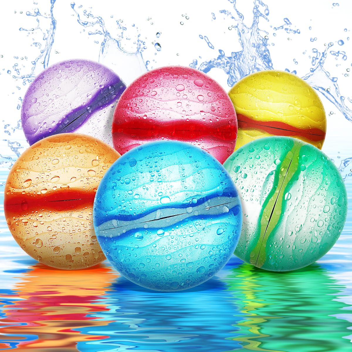 Hot【12 Pack】Magnetic Reusable Water Balloons Fast Refillable for Kids Outdoor Activities, latex-free Kids Pool Beach Bath Toys, Self-Sealing Water Bomb Quick Fill for Summer Games