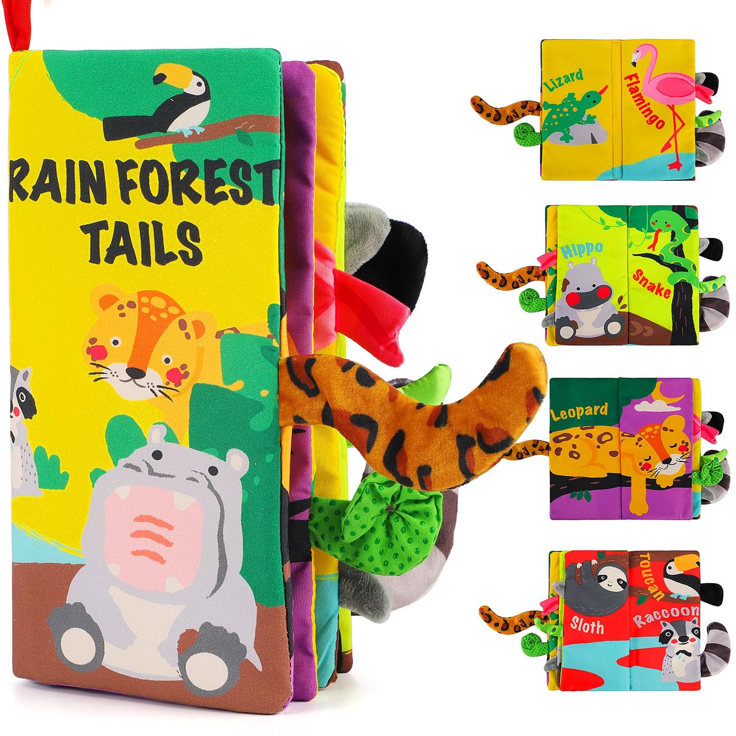 Hotbeiens Baby Books Toys, Touch and Feel Crinkle Cloth Book for Infant Baby 0-3-6-12-18 Months, Early Development Interactive Stroller Soft Toys, Newborn Gifts for Boys Girls