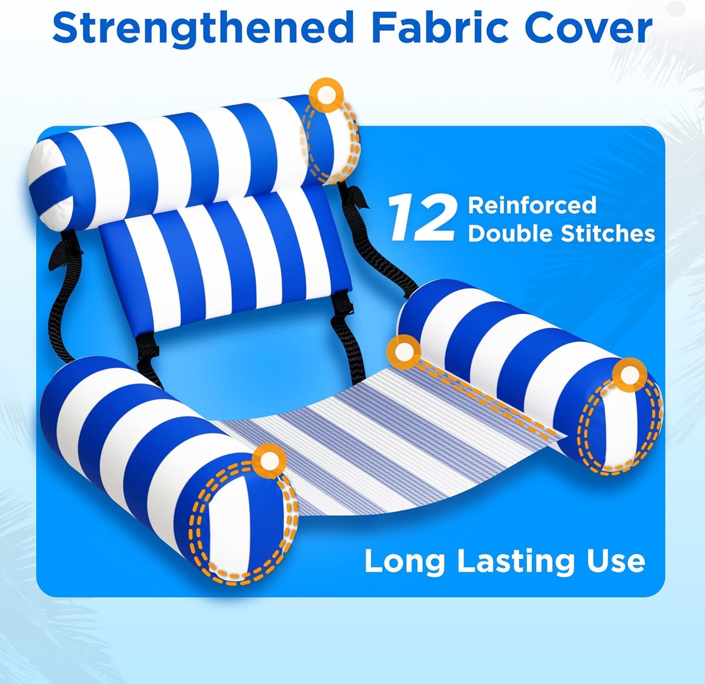 Hot Funscape Pool Floats Chairs Adult, 2pcs Kids Inflatable Pool Lounges-Stripe | Swimming Pool Fabric Floating Hammock Seat, Heavy Duty Blow Pool Noodle Lake Raft Floaties, Fun Summer Beach Water Party Game