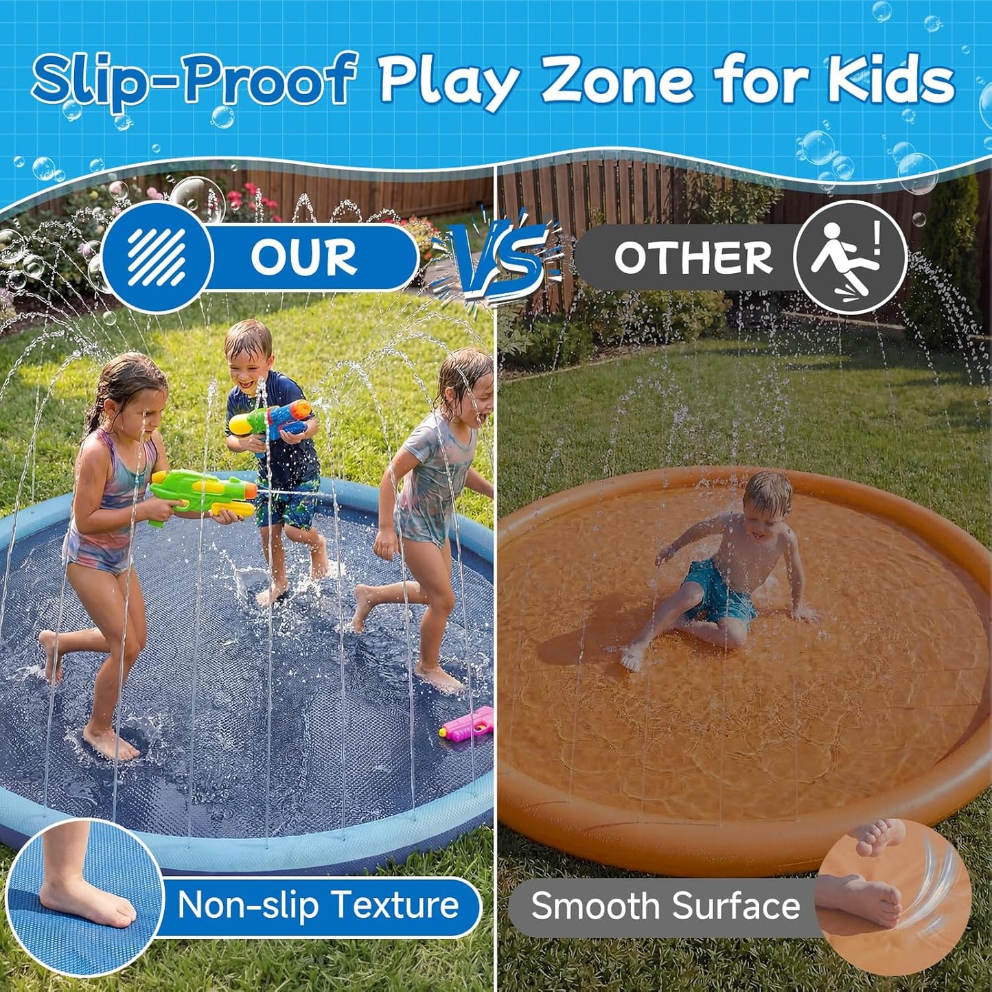 Hot Non Slip Splash Pad for Kids and Dogs, 80" Sprinkler Splash Pad with 5mm Reinforced Edges,0.58mm Thickened Dog Pool,Outdoor Water Toys for Toddlers,Summer Backyard Fountain Play for Girls Boys Pets