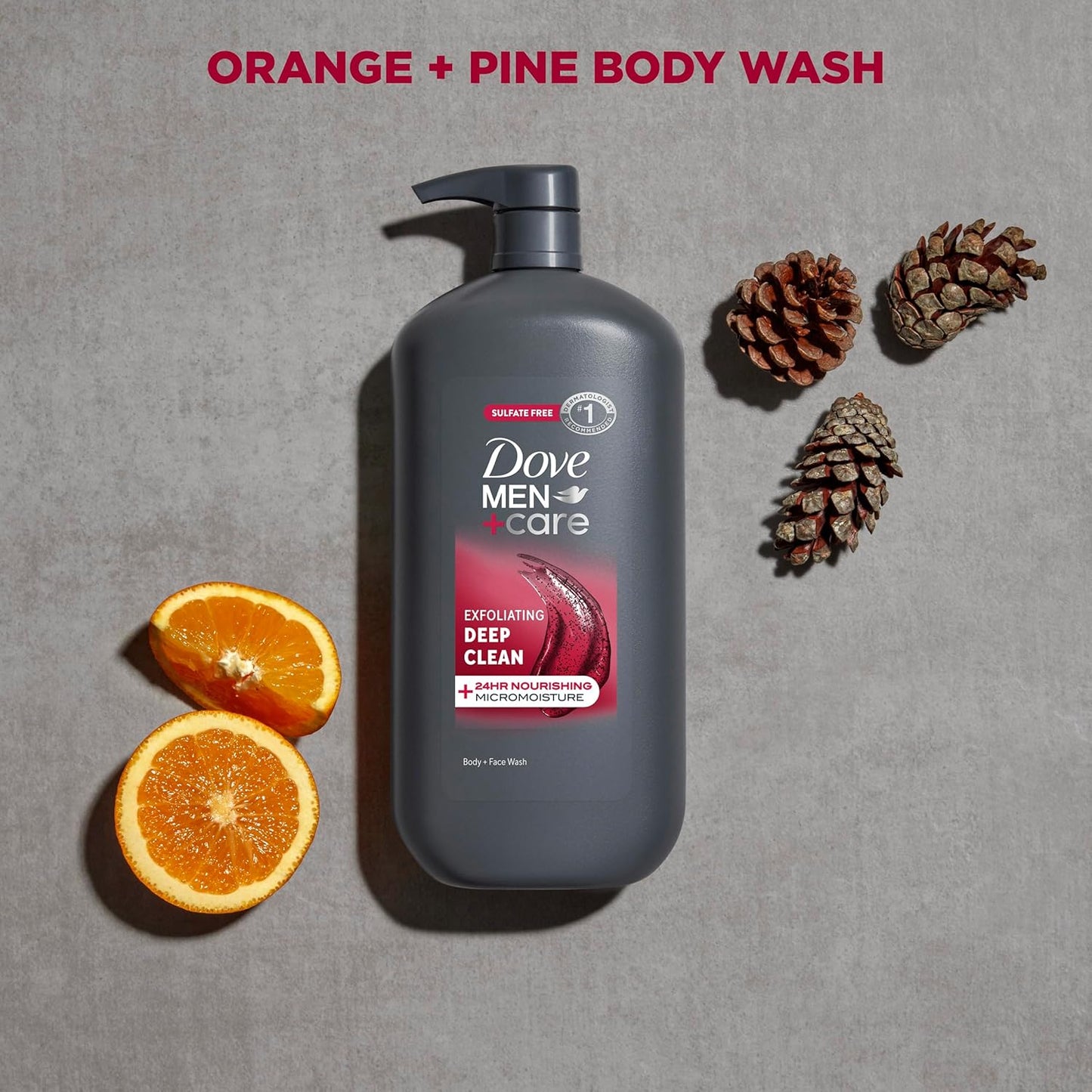 HotDOVE MEN + CARE Body and Face Wash Exfoliating Deep Clean for Men, with 24-Hour Nourishing Micromoisture Technology Body Wash, 30 oz