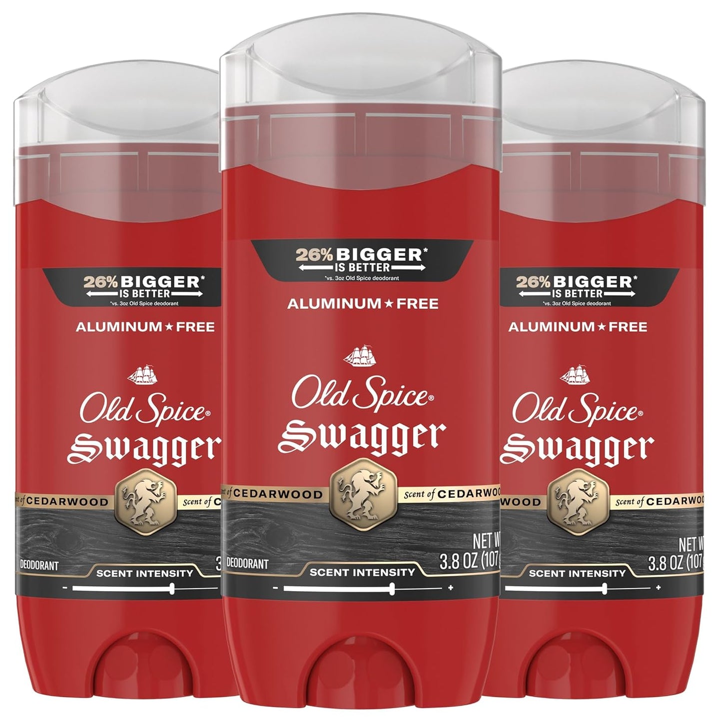 HotOld Spice Aluminum Free Deodorant for Men, 24/7 Protection to Eliminate Odors, 24/7 Freshness & Lasting Scent, Swagger with Lime & Cedarwood Scent, 3.8 oz (Pack of 3)