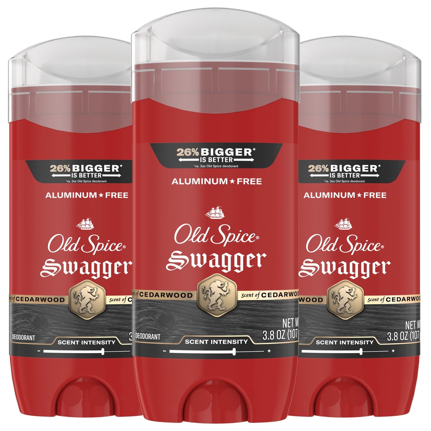 HotOld Spice Aluminum Free Deodorant for Men, 24/7 Protection to Eliminate Odors, 24/7 Freshness & Lasting Scent, Swagger with Lime & Cedarwood Scent, 3.8 oz (Pack of 3)