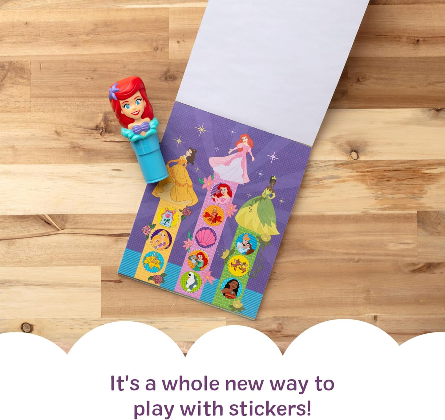 HotMelissa & Doug Sticker Wow!™ 24-Page Activity Pad and Sticker Stamper, 300 Stickers, Arts and Crafts Fidget Toy Collectible Character – Disney Princess Ariel - for Kids Ages 3+ - FSC Certified