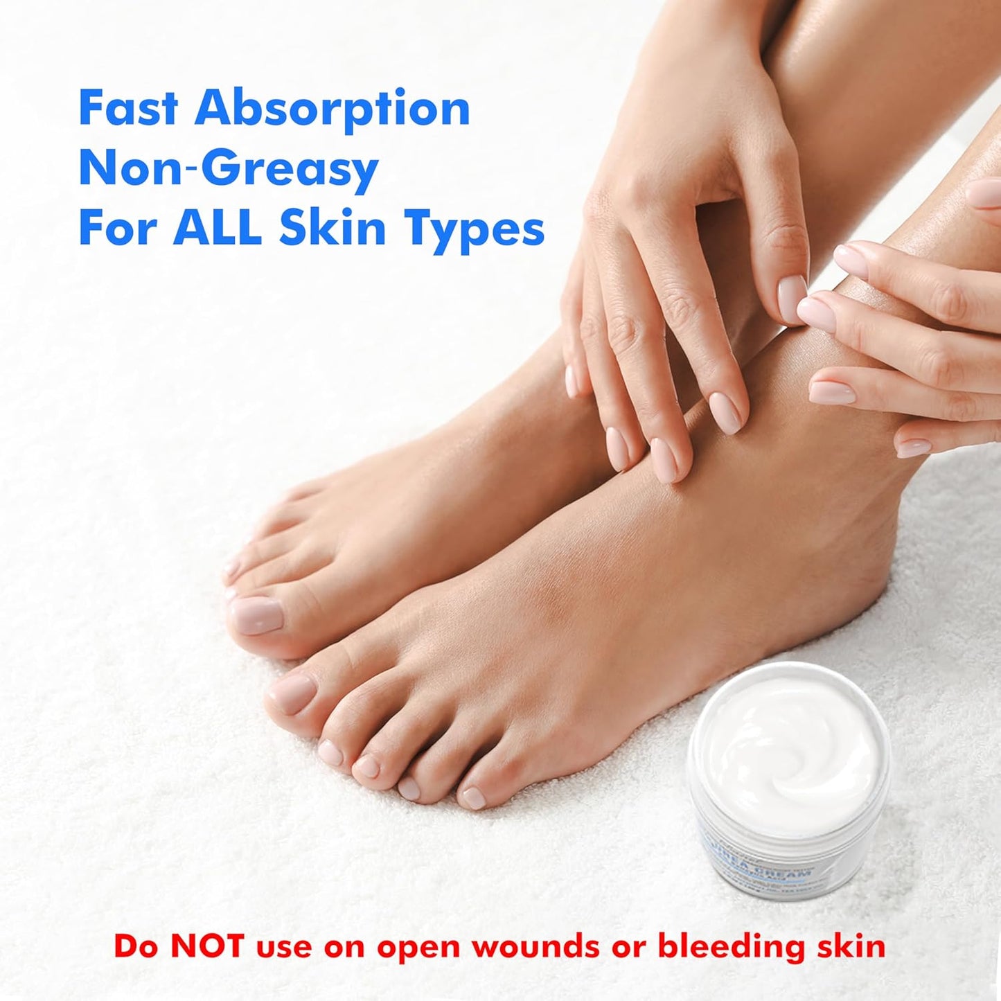 HotEbanel Urea Cream 40% plus Salicylic Acid 2% for Dry Cracked Feet Skin | Deeply Moisturizes & Softens Dry Cracked Heels, Feet, Knees, Elbows, Hands, Rough Dead Skin Callus Remover Toenail Softener