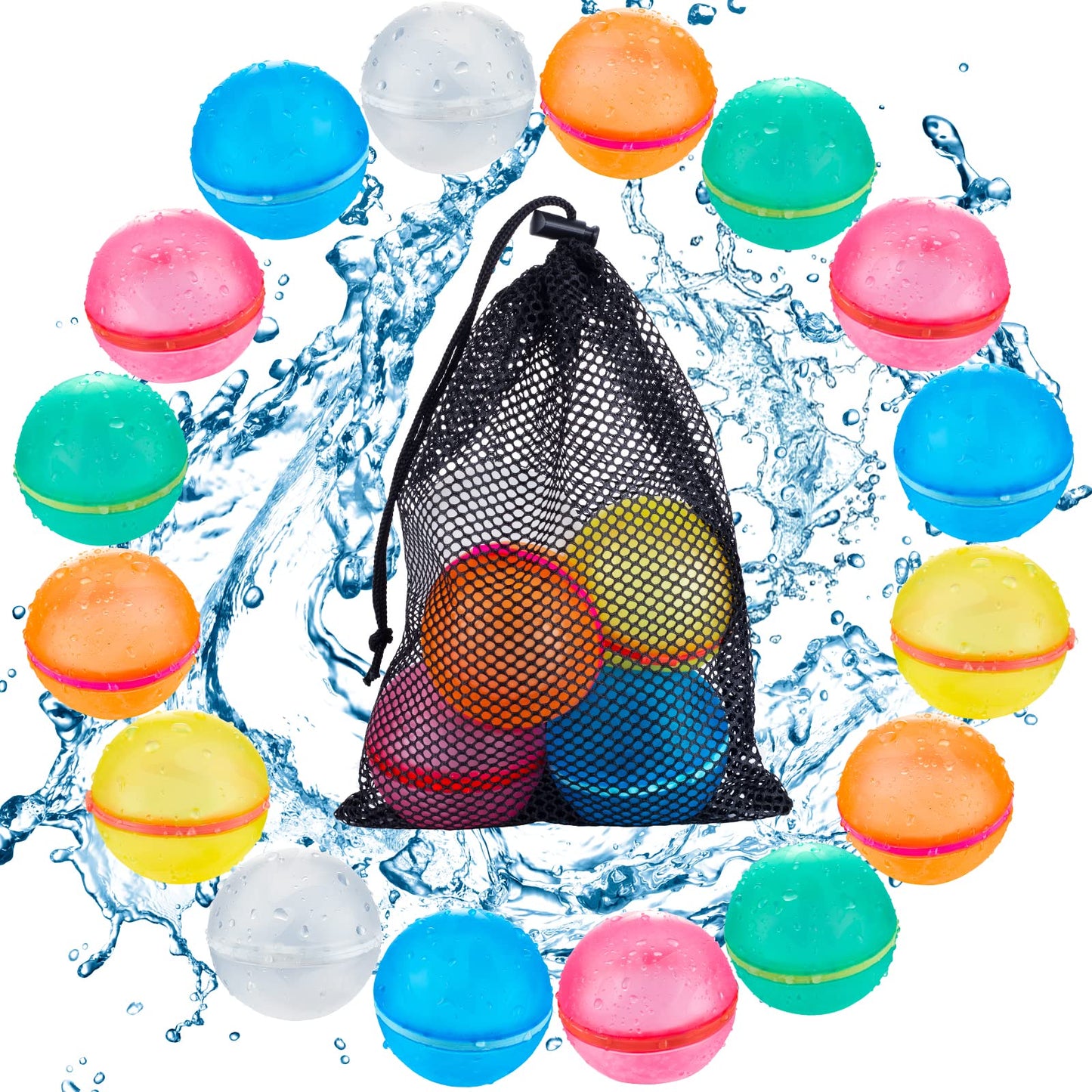 Hot 6 PCS Reusable Water Balloons, Refillable Magnetic Water Balls for Outdoor Games, Self Sealing Water Splash Bomb Quick Fill for Summer Fun, Pool Beach Toys for Kids Ages 3-12
